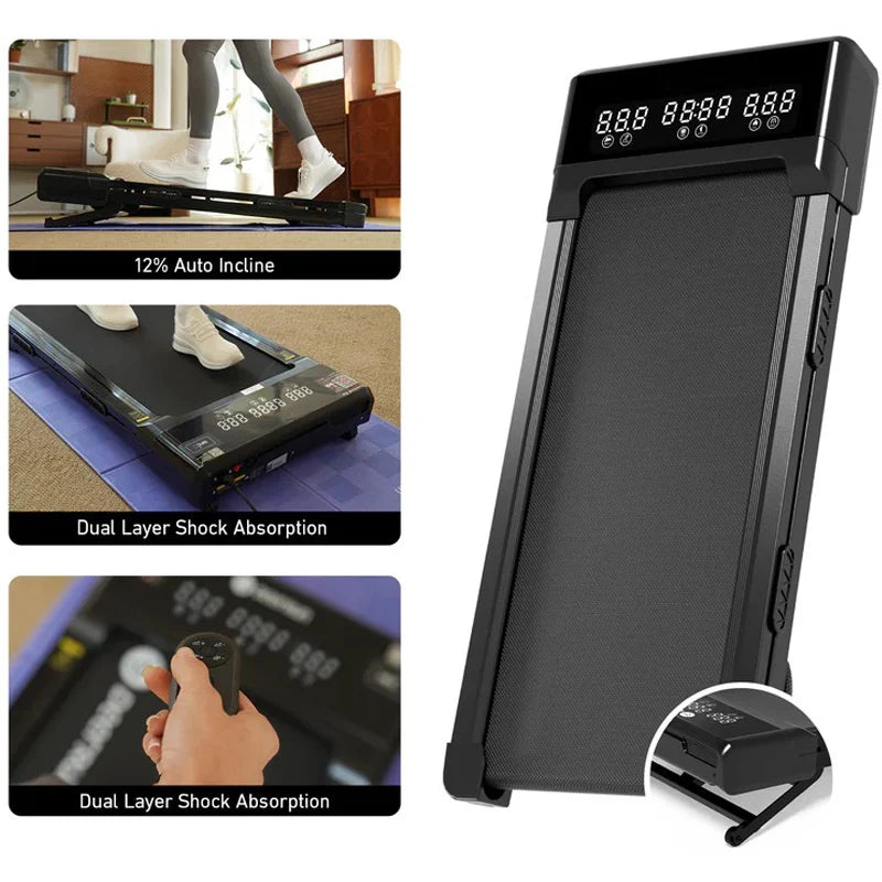 Opvouwbare Walking Pad met Helling 9% – Elektrische Loopband voor Thuis met App en LCD Scherm