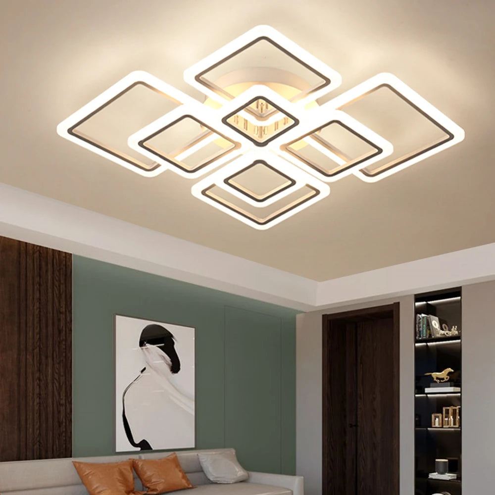 Moderne Vierkante LED Plafondlamp Dimbaar met Afstandsbediening – Luxe Plafondverlichting voor Woonkamer, Slaapkamer en Keuken