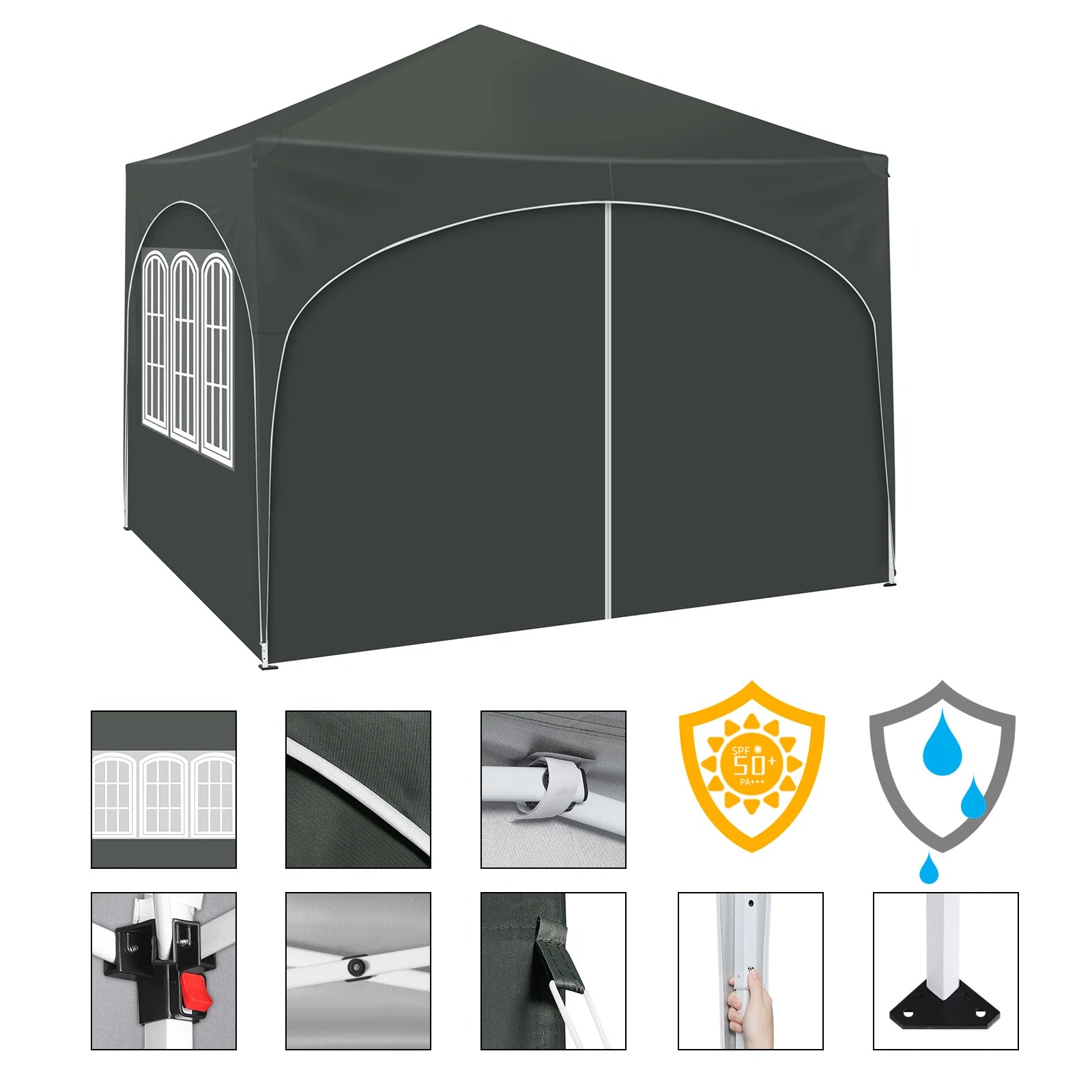 Opvouwbare Partytent 3x3 m Waterafstotend – Pop-up Tuintent met 4 Zijwanden, UV50+ Bescherming & Draagtas