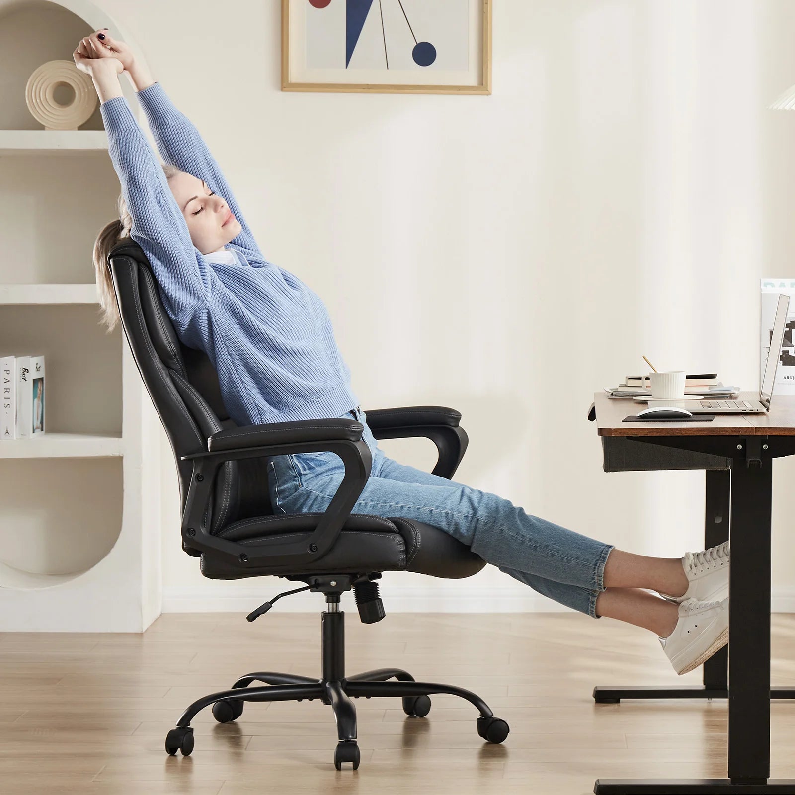 Ergonomische verstelbare bureaustoel met flip‑up armleuningen – premium comfort voor kantoor en thuis