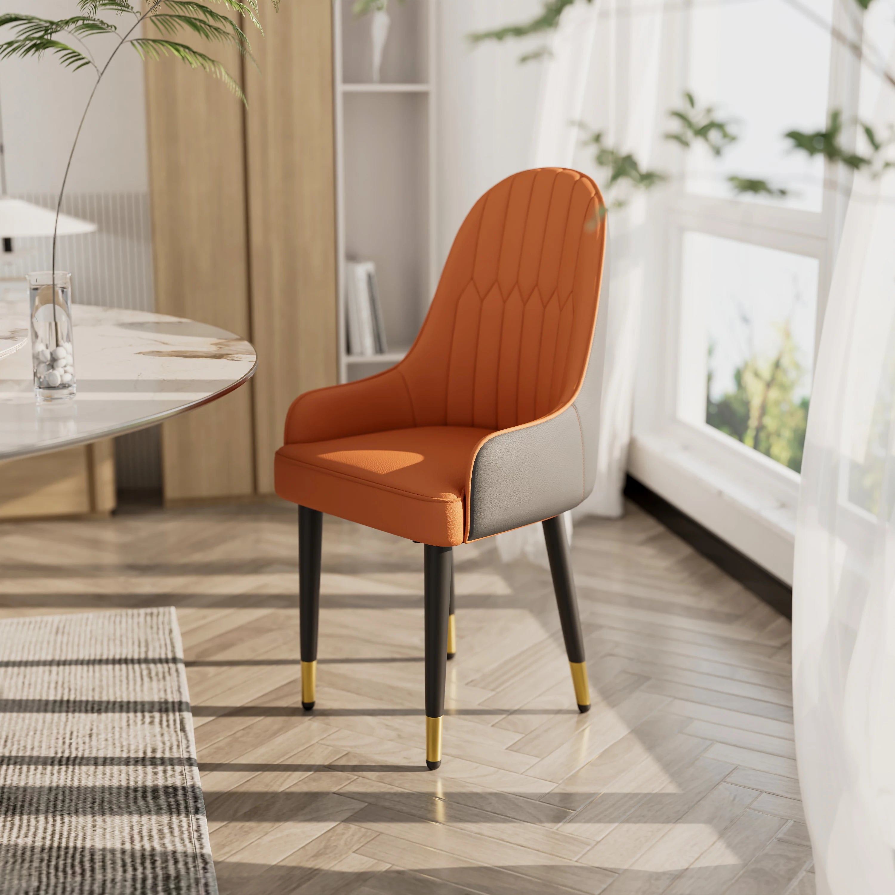Luxe Eetkamerstoelen Set van 2 – Microvezel Leren Stoelen met Houten Poten | Moderne Gestoffeerde Dining Chairs