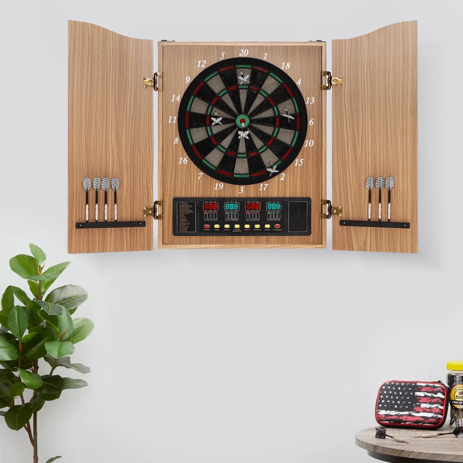 Elektronisch Dartbord met Cabinet – Automatische Score LED Darts Bord Set voor Thuis en Indoor Spellen