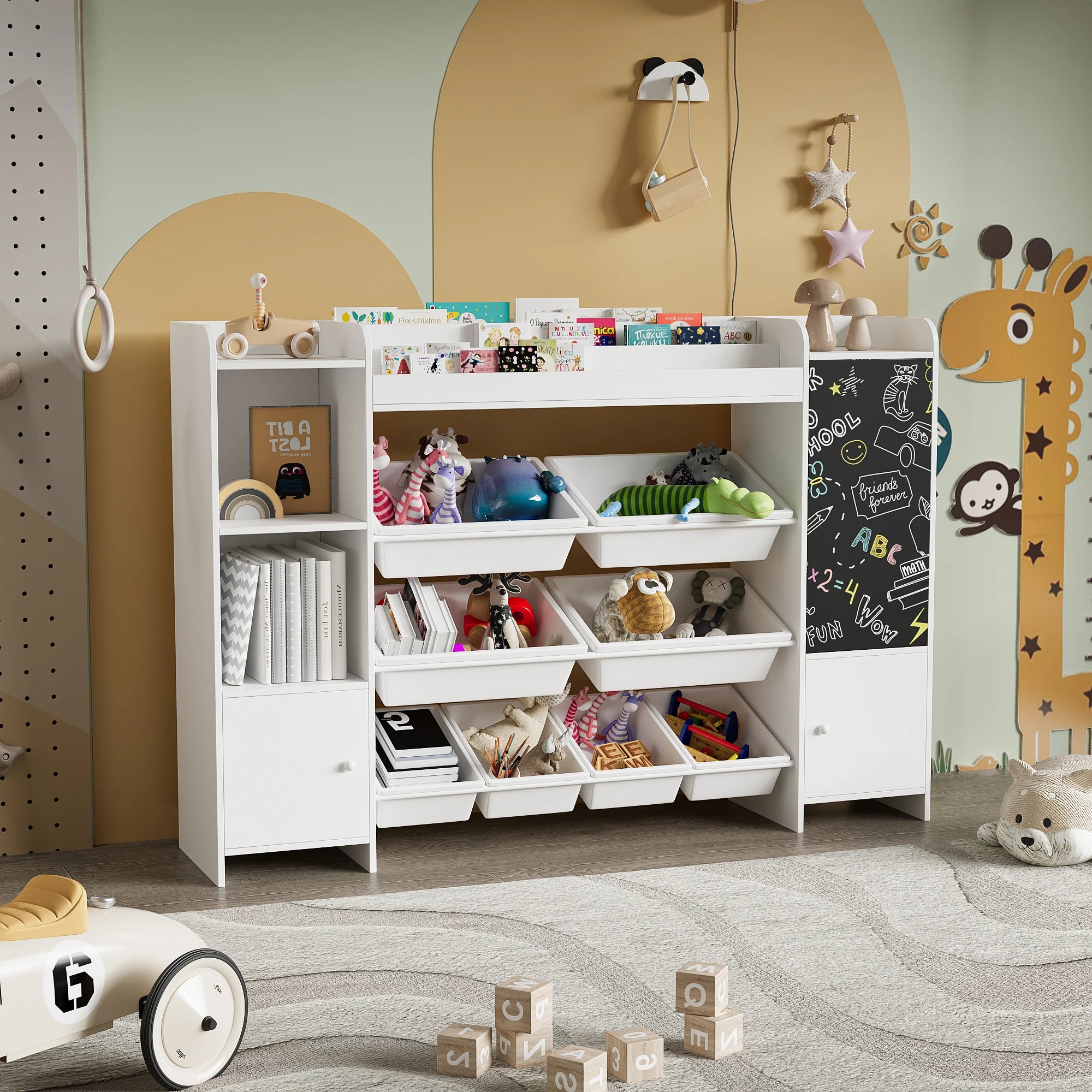 Kinderboekenkast met laden en opbergplanken – multifunctionele opbergoplossing voor peuters en kinderen