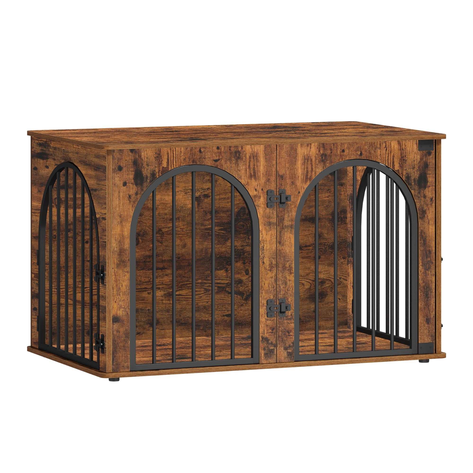 Houten Hondenbench Meubel 100 cm – Luxe Design Hondenkooi met 3 Deuren – Stevige Dog Crate voor Binnen – Bijzettafel & TV Meubel