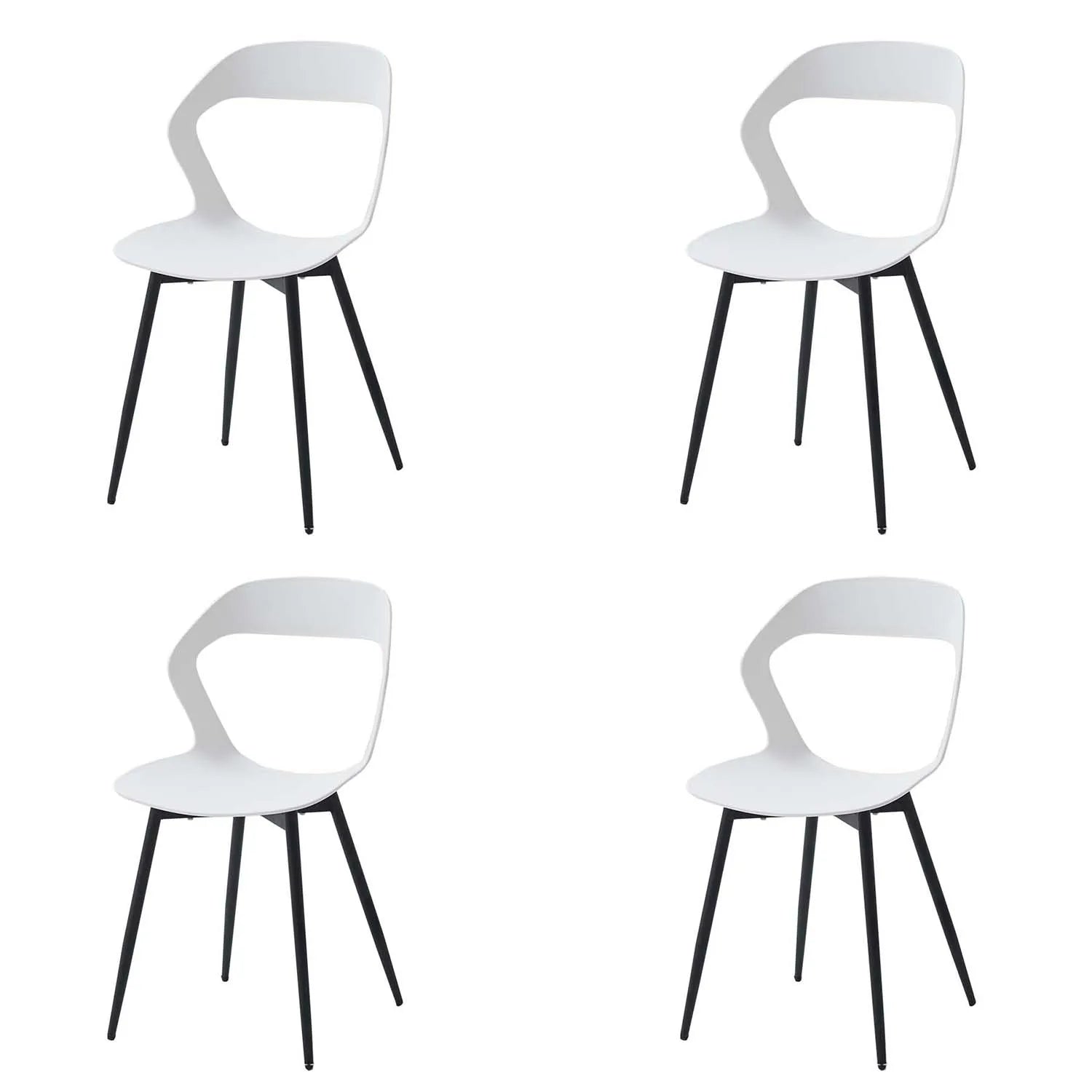 Set van 4/6 Scandinavische Eetkamerstoelen – Nordic Design Kunststof Stoelen met Metalen Poten