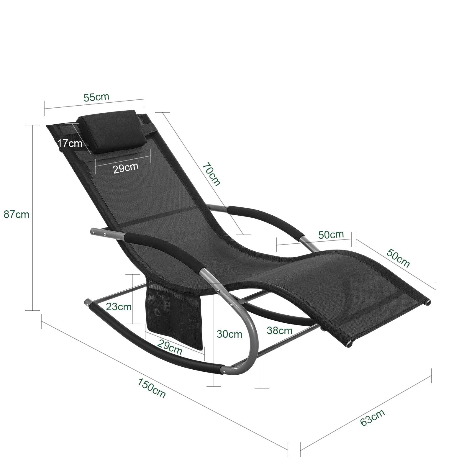Set van 2 verstelbare ligstoelen - Zonnebed met kussens en zijvak