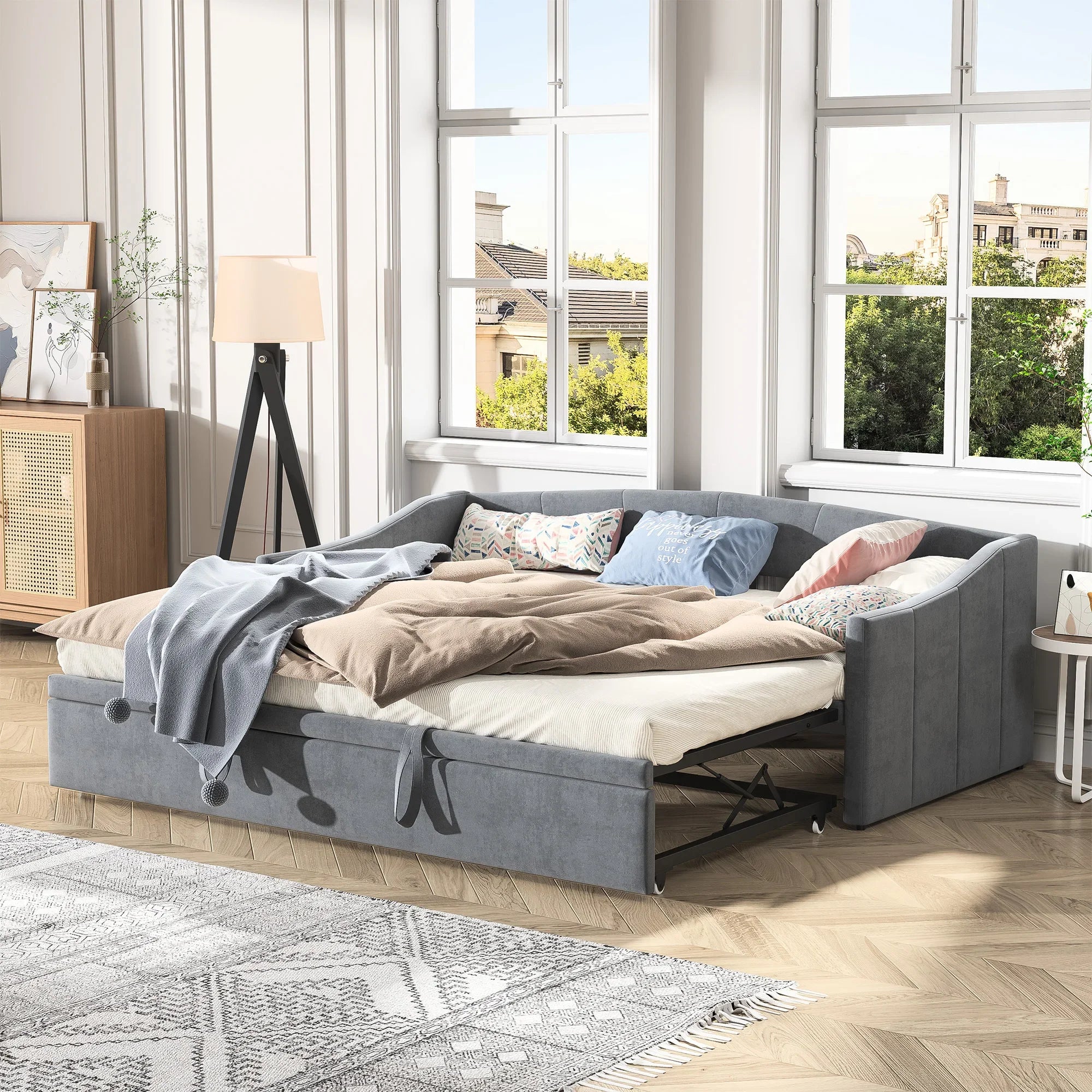 Fluwelen 2‑in‑1 Slaapbank 90×200 cm – Multifunctionele Bank & Bed