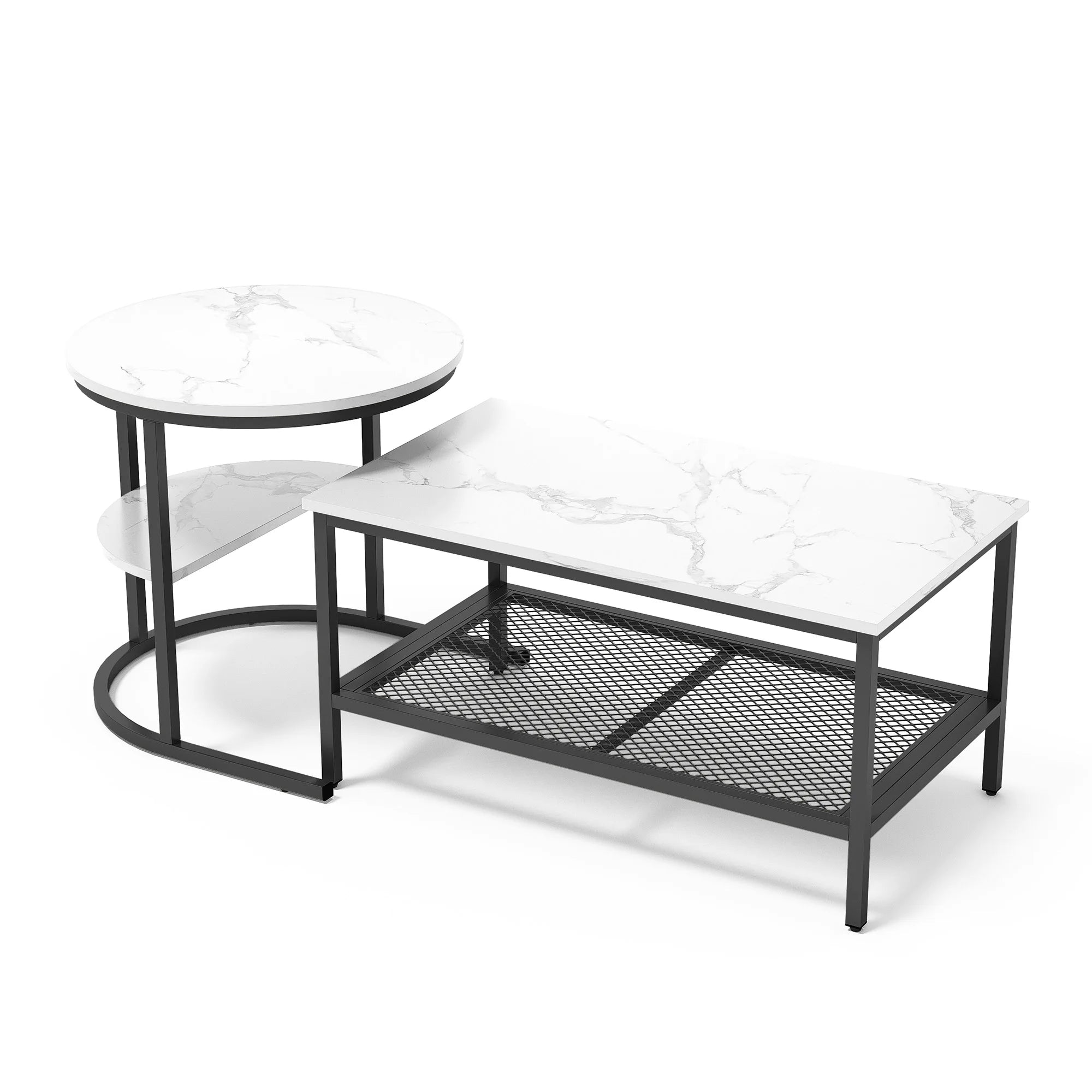 Moderne set van 2 salontafels met marmerlook – stijlvol en functioneel