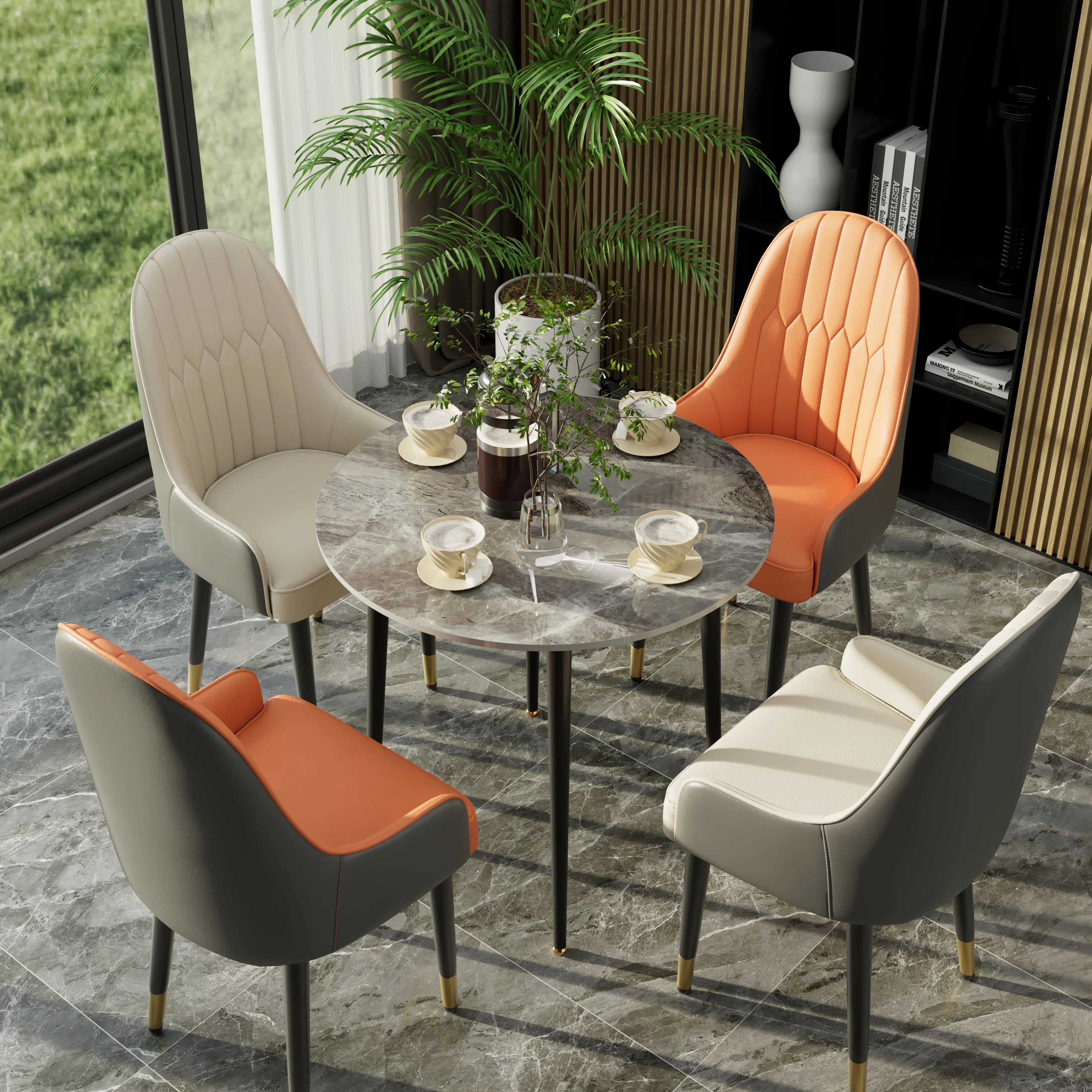 Luxe Eetkamerstoelen Set van 2 – Microvezel Leren Stoelen met Houten Poten | Moderne Gestoffeerde Dining Chairs