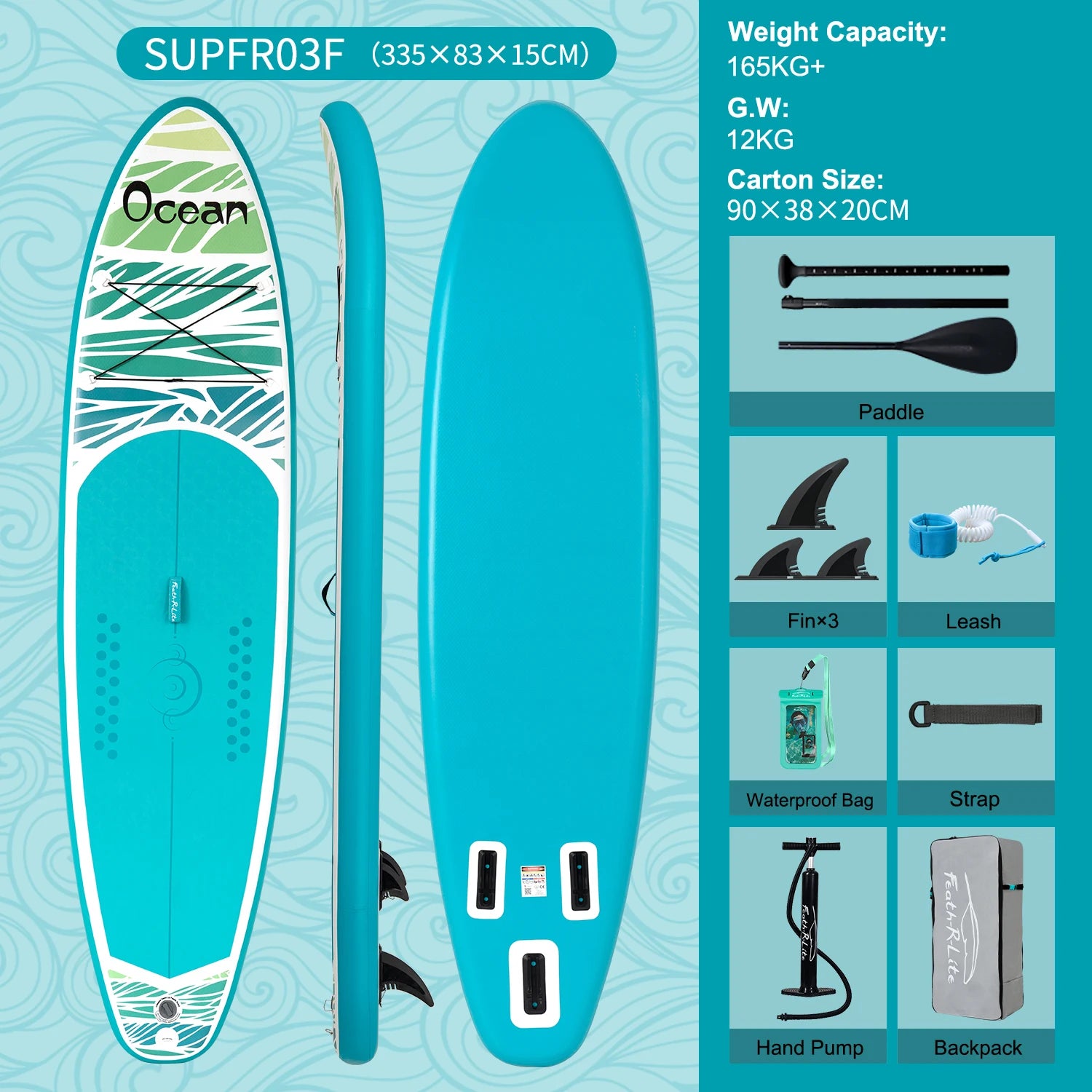 Opblaasbaar SUP Board 11'6" – Koi Paddle Board met Accessoires – Stand Up Paddle Surfboard voor Volwassenen