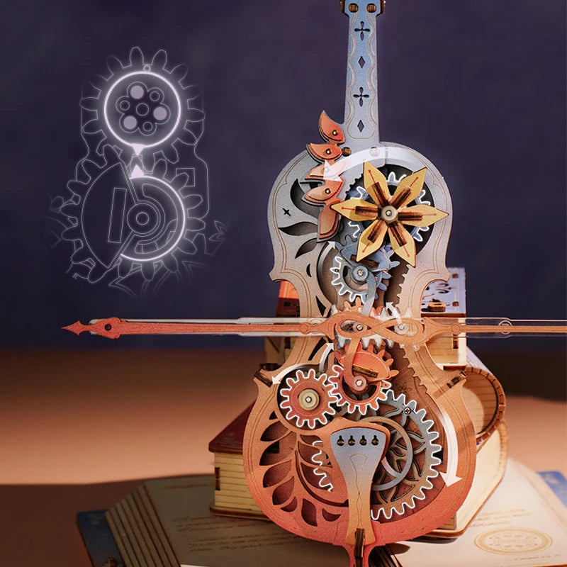3D Houten Muziekdoos Puzzel – Mechanisch Bouwpakket voor Volwassenen en Kinderen – Creatief Cadeau