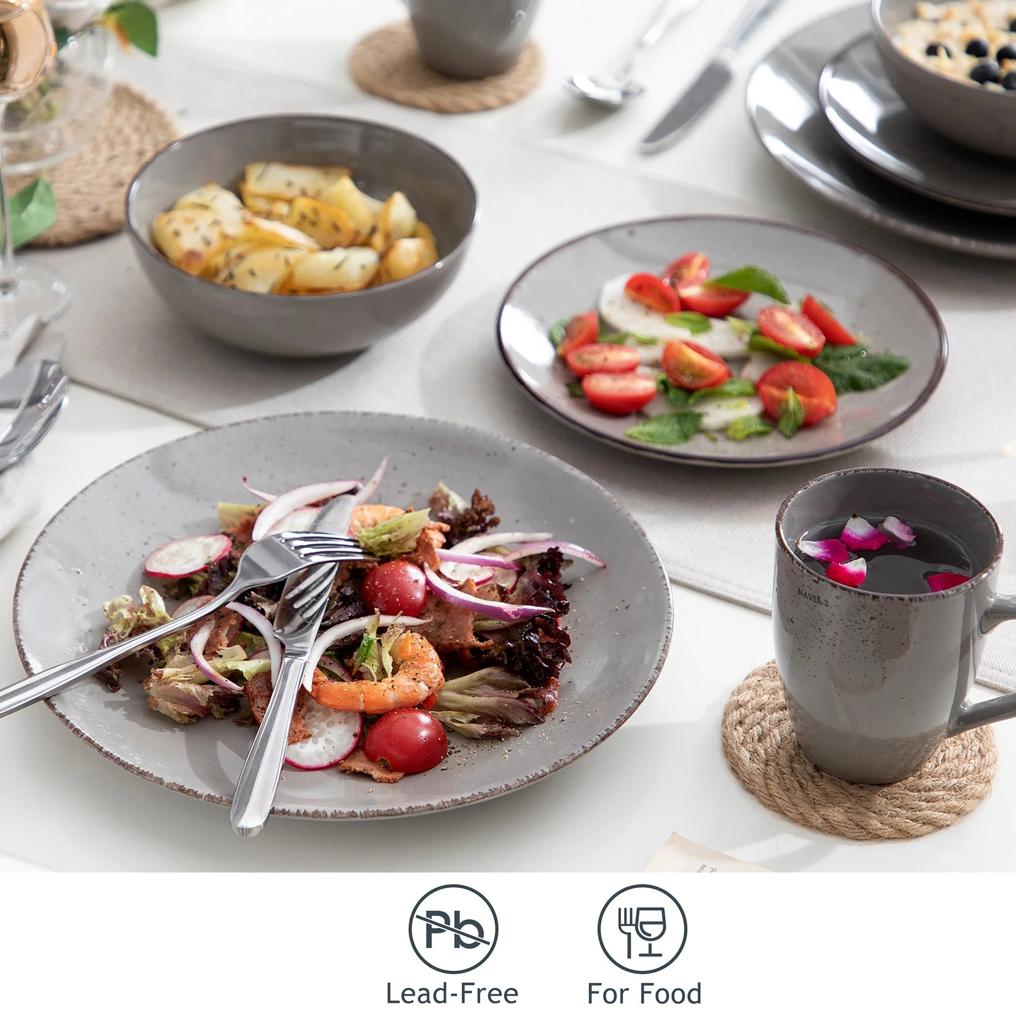 Serviesset 16/32/48-delig – Keramisch Steengoed Servies – Modern & Vintage Design