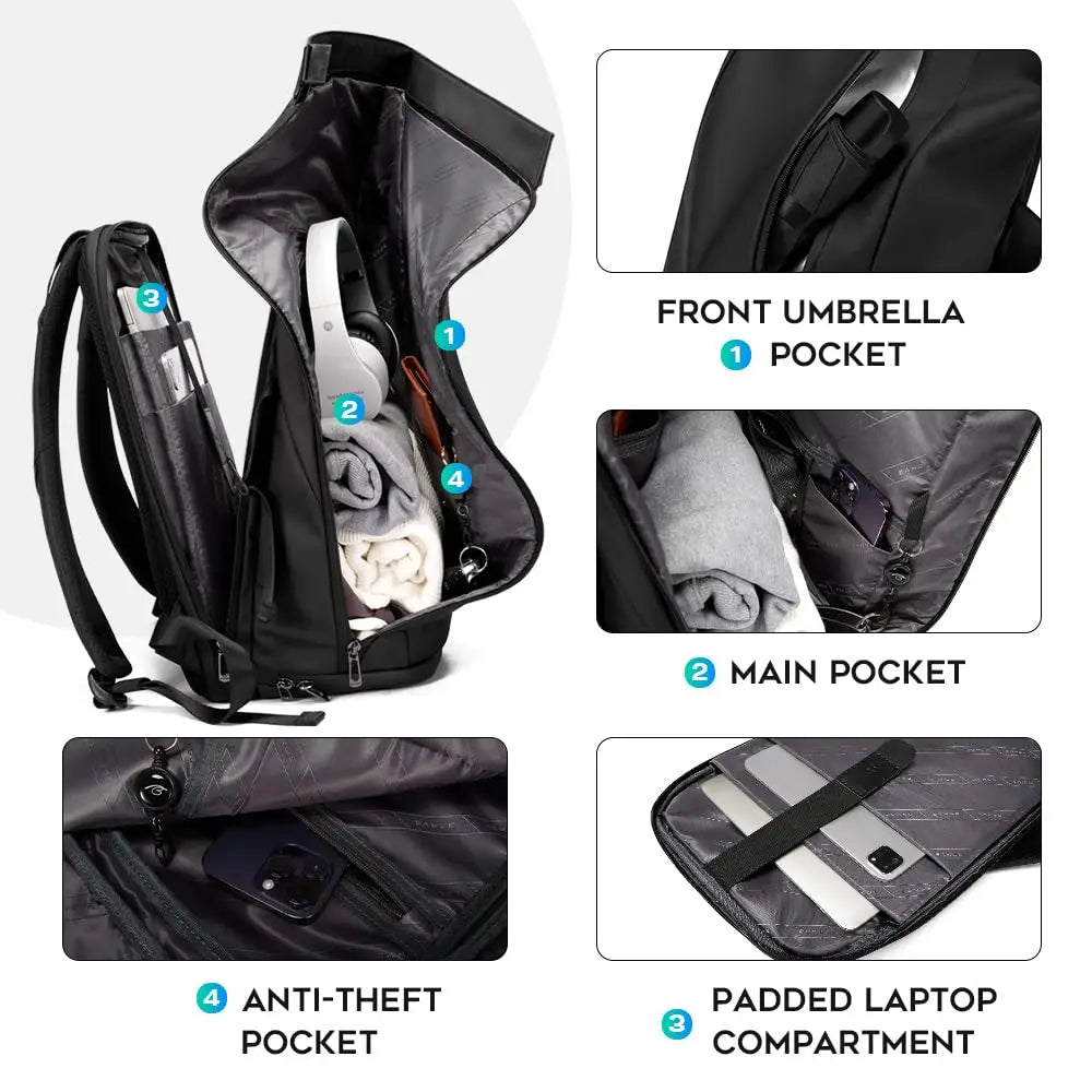 Waterdichte 15.6" Multifunctionele Laptop Rugzak – Casual School & Reizen Unisex Dag‑Rugzak