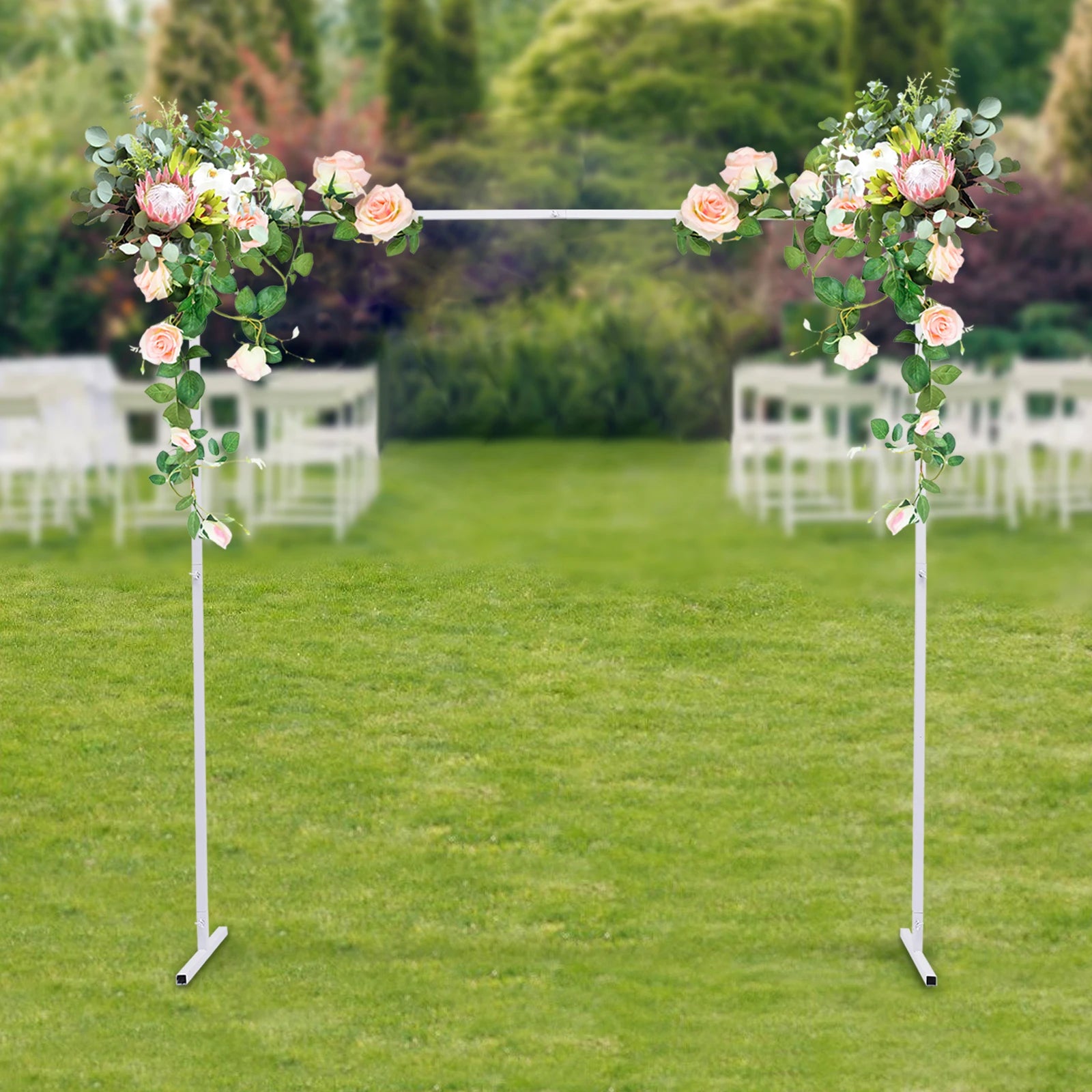 Verstelbare Bruiloft Boog Standaard 2x2m – Wit Metalen Frame voor Feestdecoratie, Bruiloften en Fotoshoots