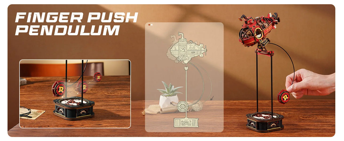 3D Houten Onderzeeër Model – DIY Kinetische Puzzel 219 Stuks – Decoratie voor Bureau en Creatief Cadeau voor Volwassenen