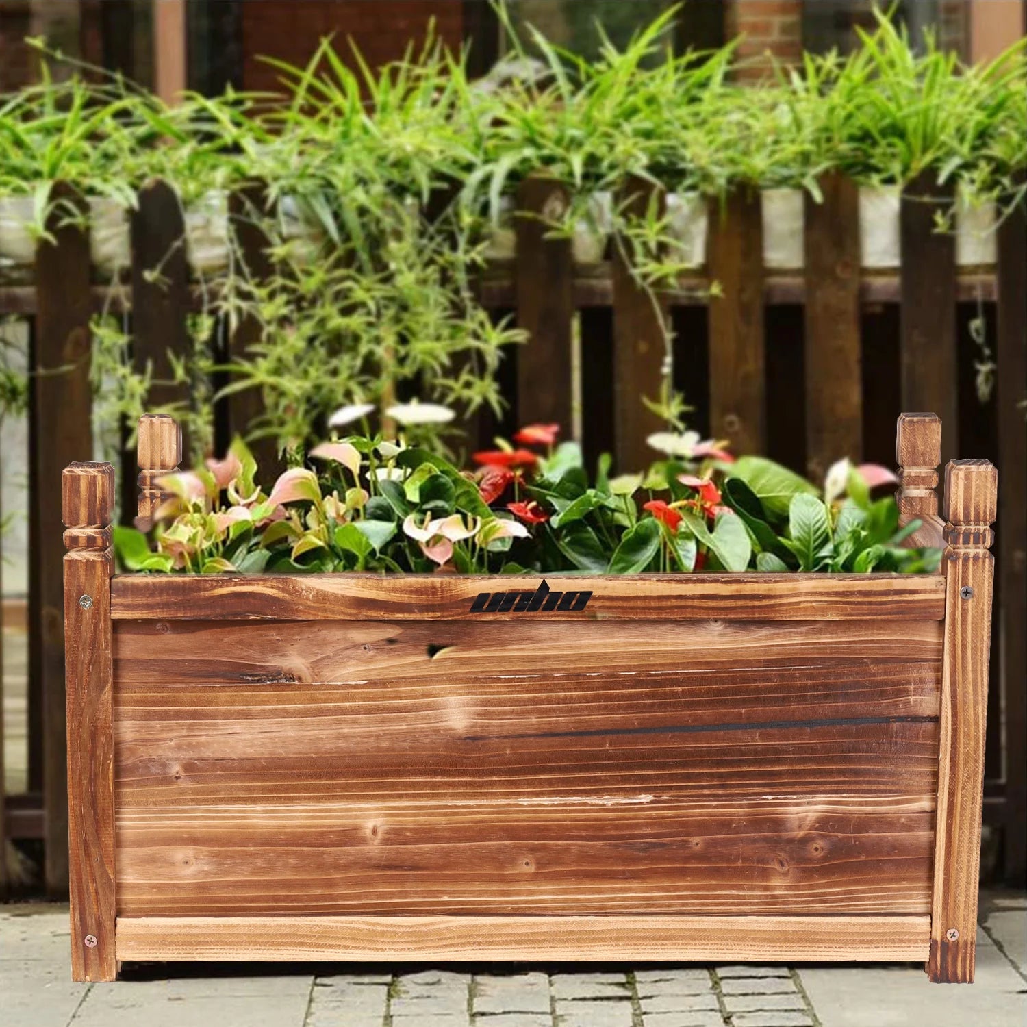 Houten Verhoogde Plantenbak Buiten – Massief Dennenhout Bloembak voor Tuin & Balkon – Verhoogde Tuinbak voor Groenten, Kruiden en Bloemen
