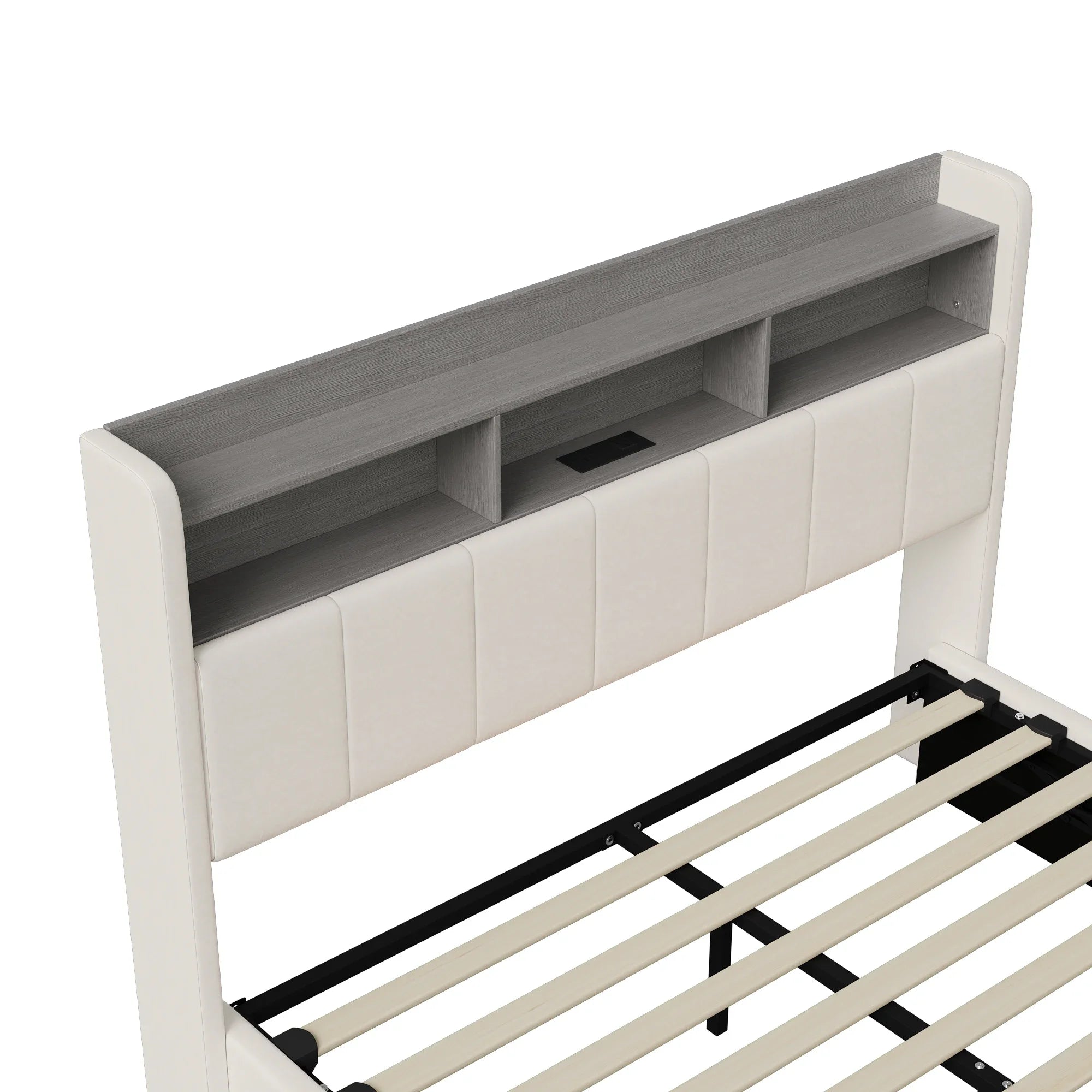Gestoffeerd bed 140x200 cm met LED verlichting en opbergruimte