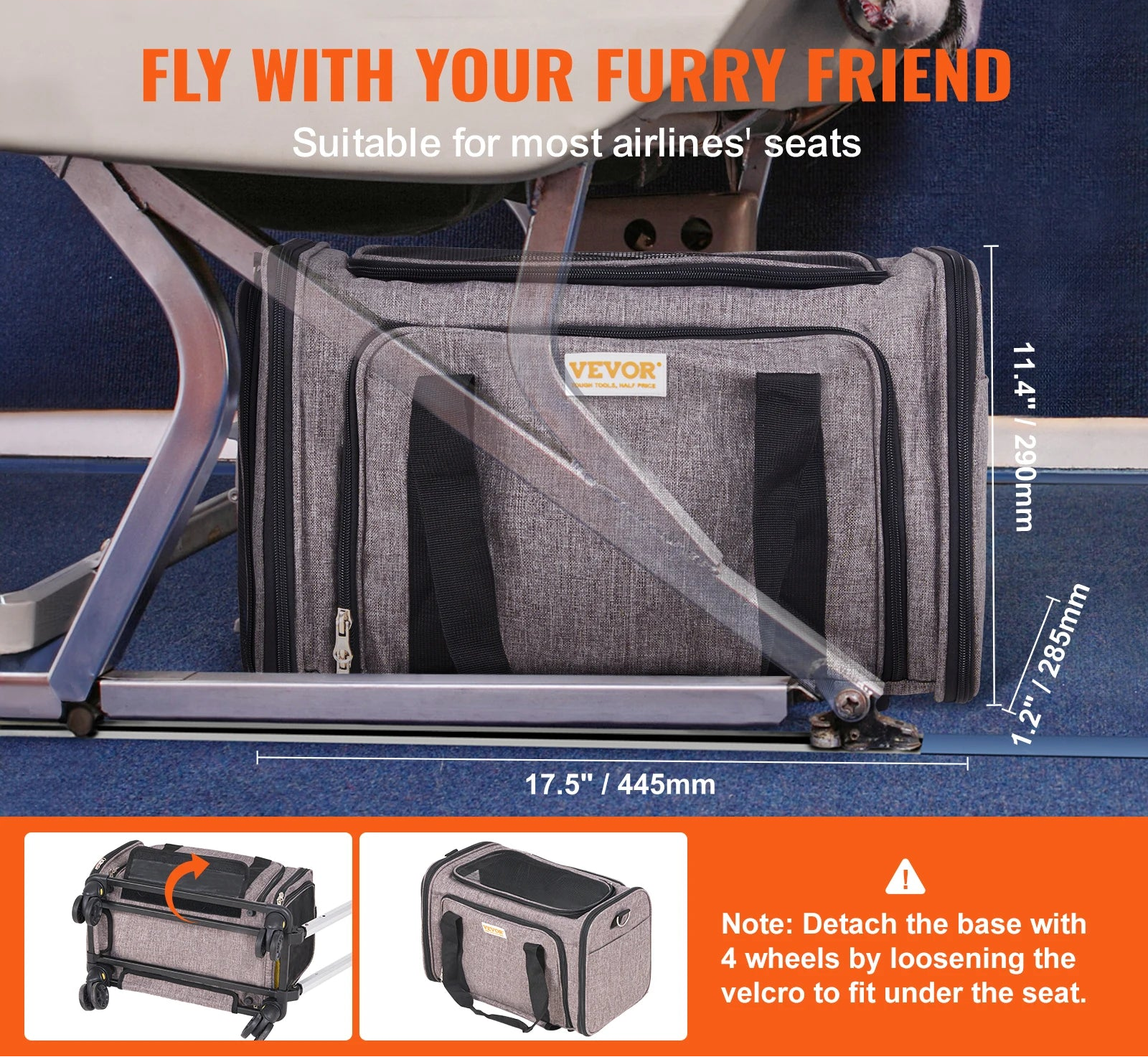 Opvouwbare Reismand voor Kat & Hond met Wieltjes – Comfortabele Trolley Draagtas tot 15,8 kg