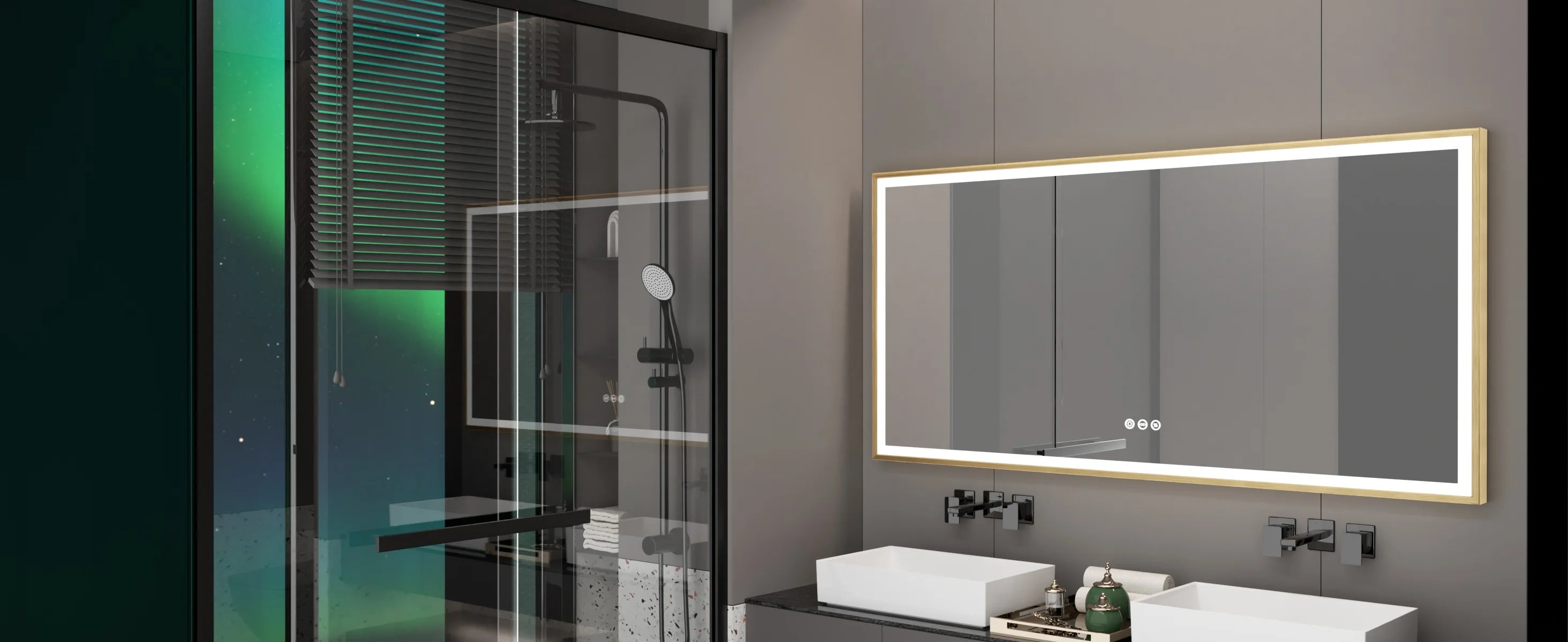 LED Badkamerspiegel Goud Frame – Dimbaar met 3 Lichtkleuren & Anti-Condens