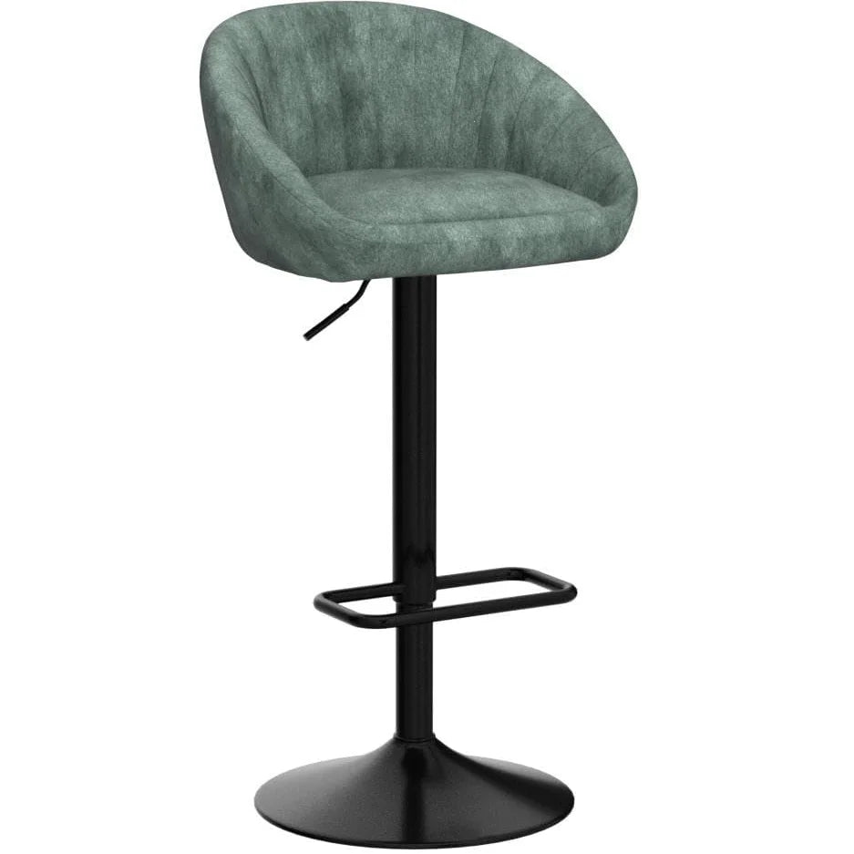 Set van 2 Barstoelen – Draaibare Barkrukken met Rugleuning, Verstelbare Hoogte & Voetensteun – Groen
