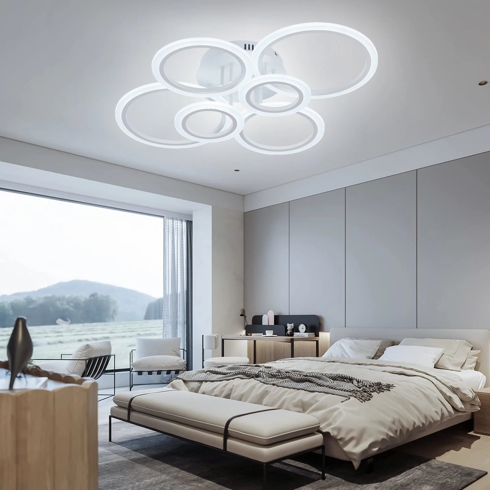 Moderne LED Plafondlamp met Afstandsbediening & App – Dimbare Smart Ring Lamp