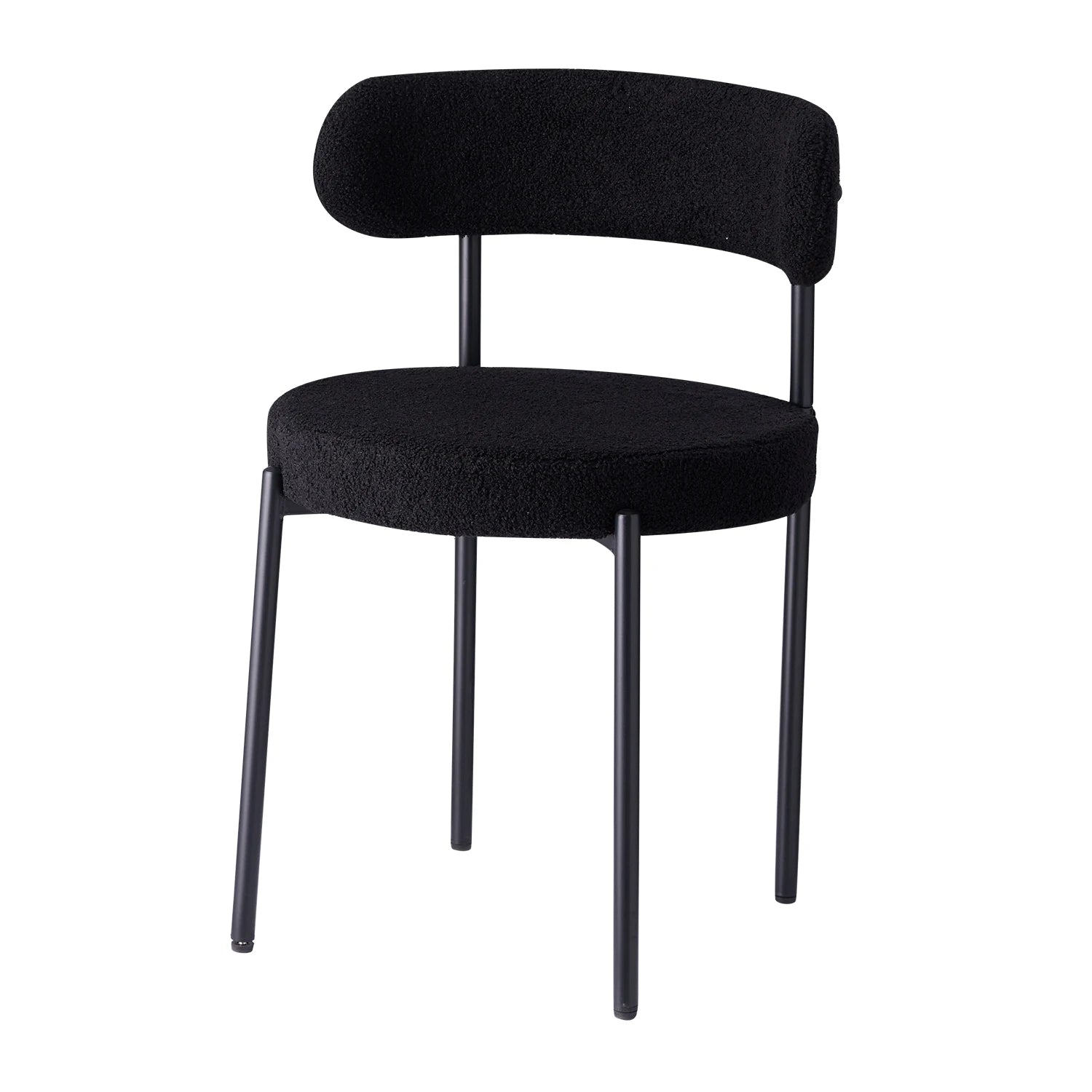 Scandinavische Eetkamerstoelen Set van 4 – Teddy Velvet Stoelen met Metalen Poten – Moderne Keukenstoelen Gestoffeerd – Beige/Zwart Design