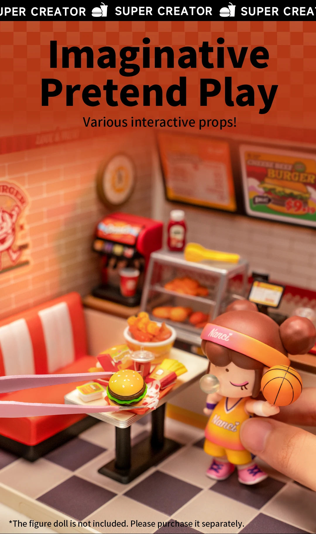 Miniatuur Poppenhuis Bouwset – Burgers Bar Thema – Creatieve DIY Bouwstenen voor Kinderen en Tieners