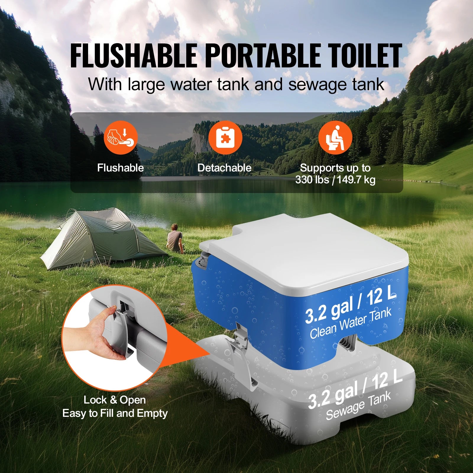 Draagbaar Campingtoilet – Hygiënisch, Geurloos & Lekvrij – WC Voor Kamperen, Boot & Outdoor