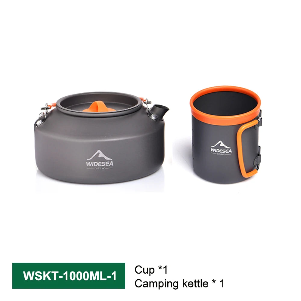 Camping kookset – Outdoor servies & kookgerei – Potten, waterketel, koffiekop & filters – voor wandelen, picknick, reizen