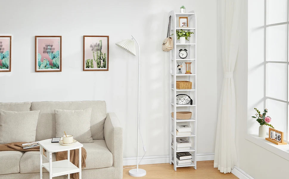 Smalle Schoenenkast 11 Lagen – Verticale Schoenenrek voor Kleine Ruimtes – Houten Schoenen Organizer met Haken
