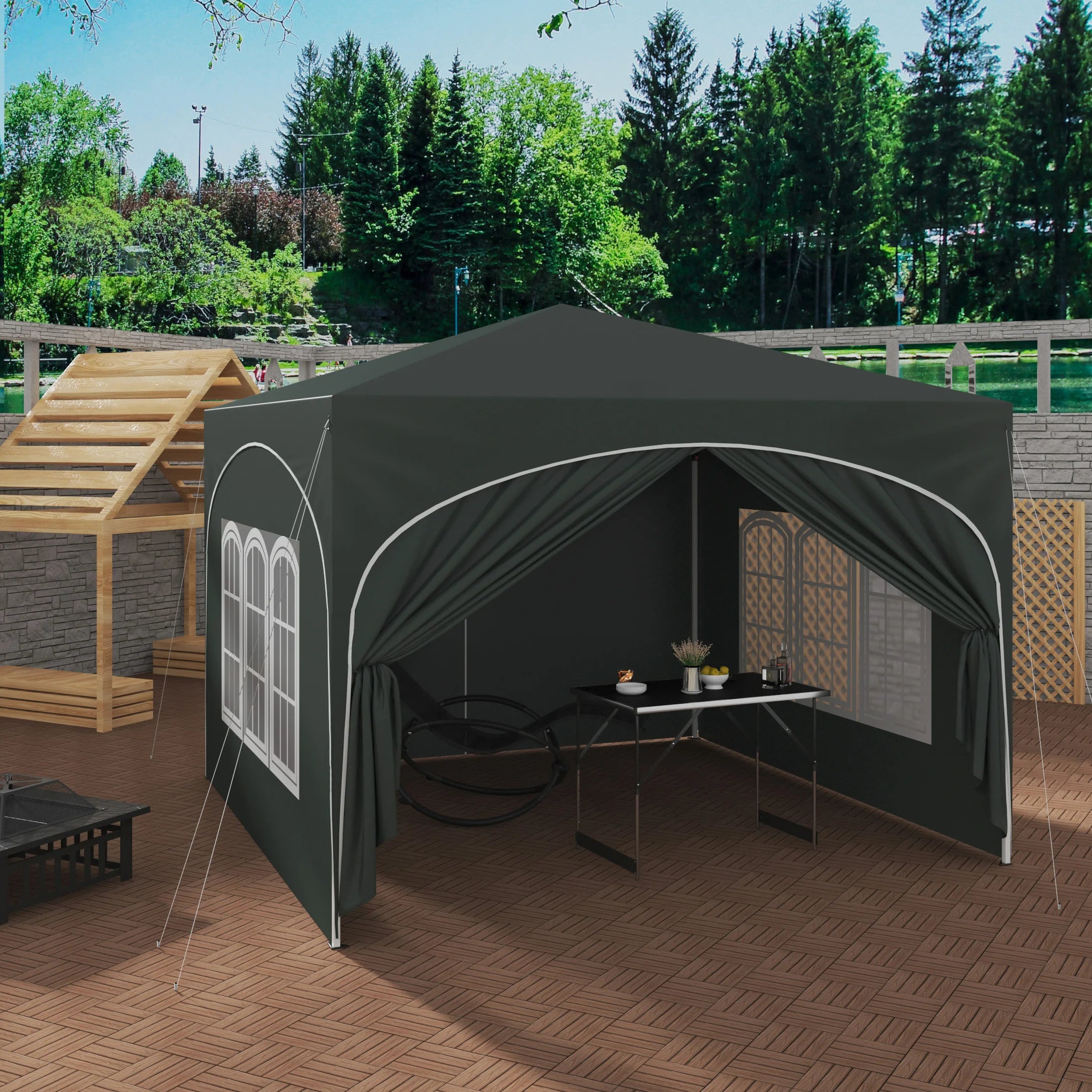 Opvouwbare Partytent 3x3 m Waterafstotend – Pop-up Tuintent met 4 Zijwanden, UV50+ Bescherming & Draagtas