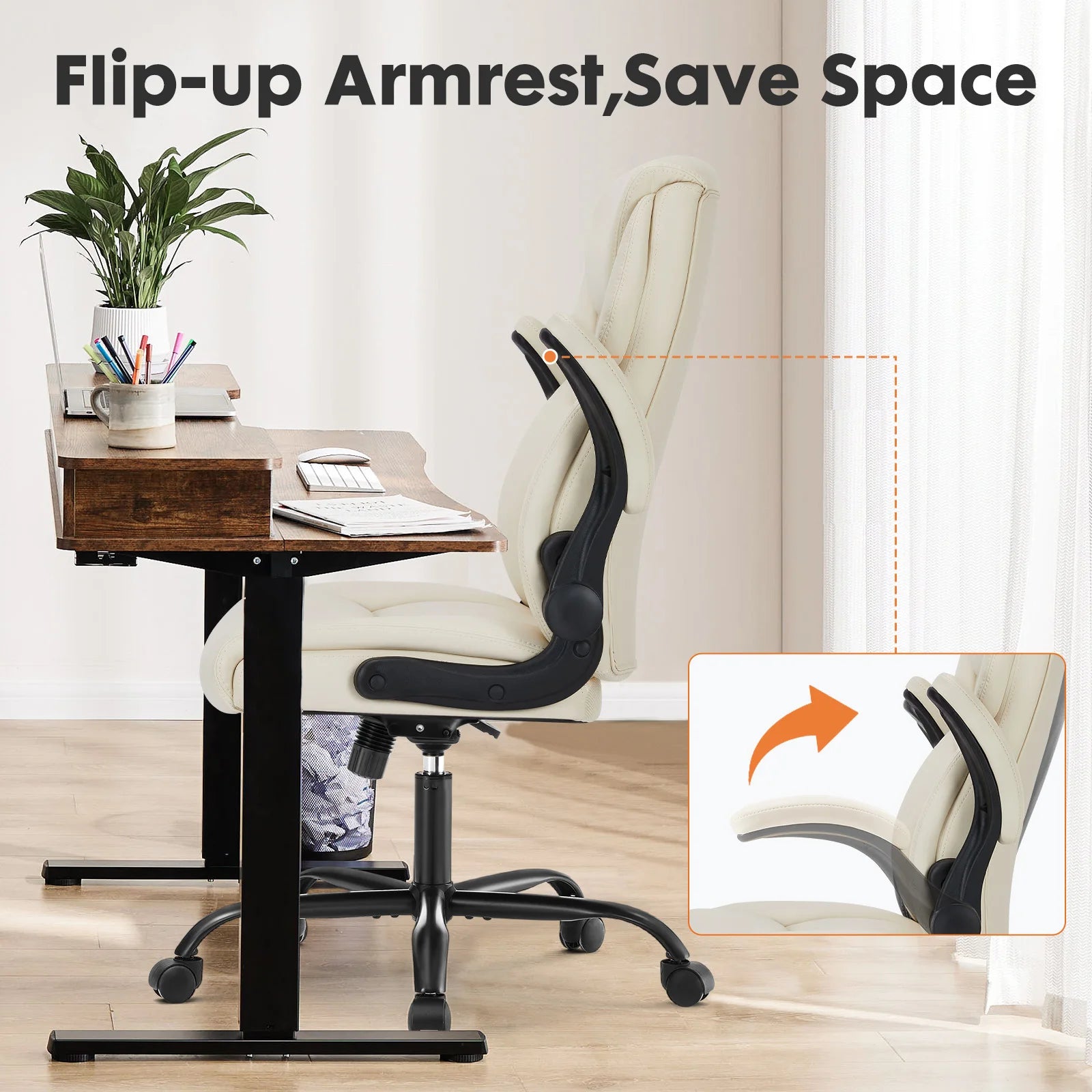 Ergonomische verstelbare bureaustoel met flip‑up armleuningen – premium comfort voor kantoor en thuis