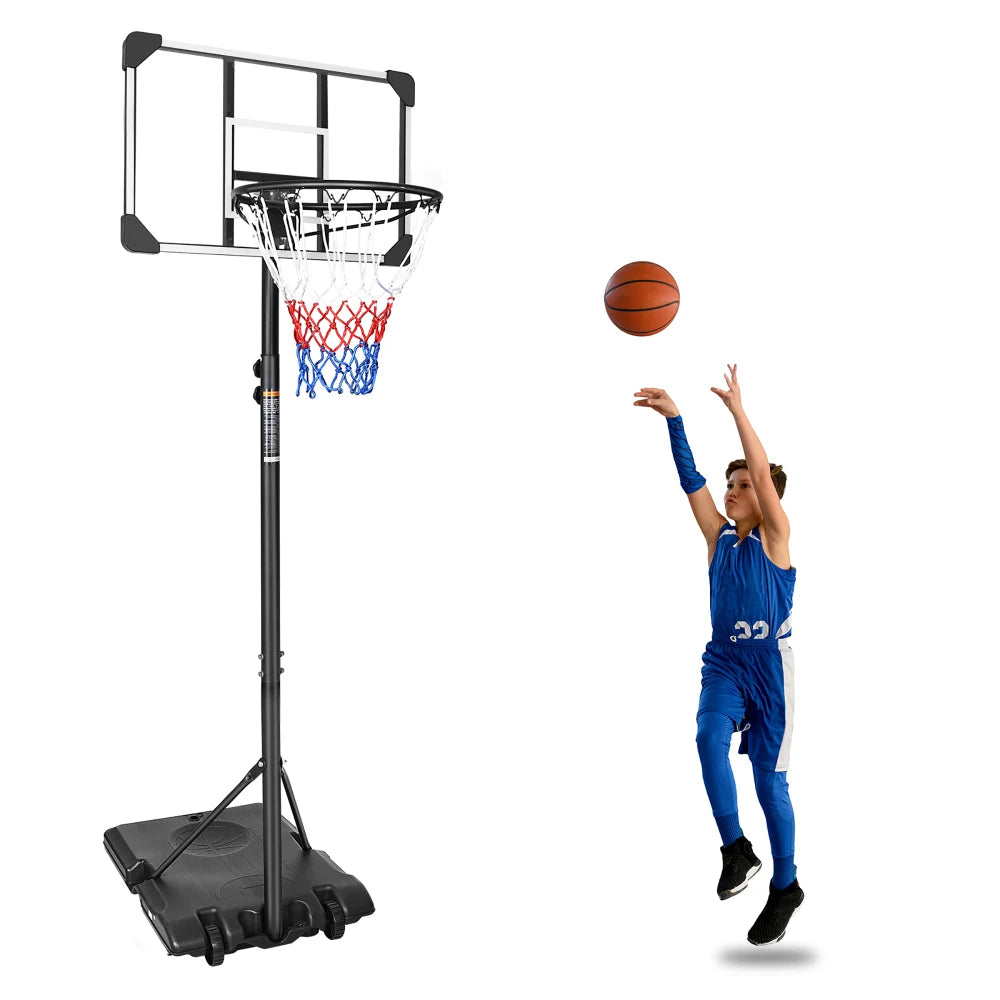 Draagbare Basketbalring 170-213 cm – Verstelbare Basketbalpaal met Wielen voor Binnen en Buiten – Zwart