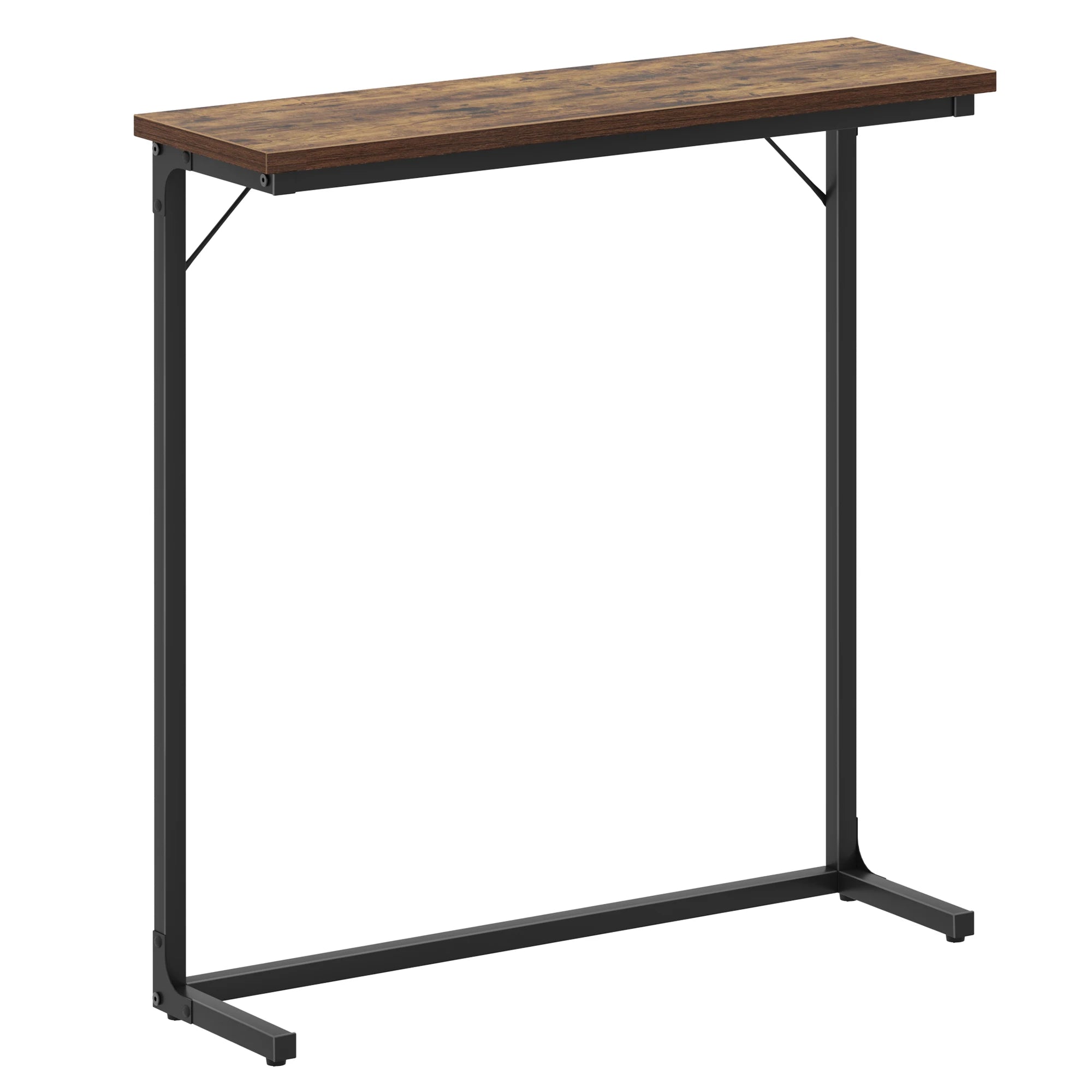 Smalle Industriële Sidetable / Console Tafel – Haltafel, Sofa Tafel voor Woonkamer en Gang – Zwart & Rustiek Bruin