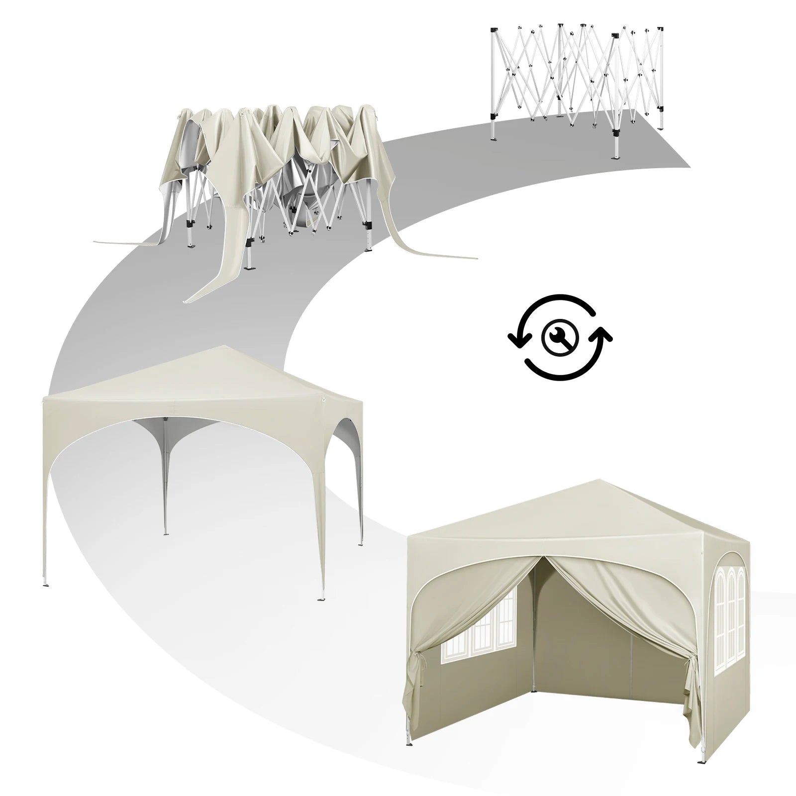 Opvouwbare Partytent 3x3 m Waterafstotend – Pop-up Tuintent met 4 Zijwanden, UV50+ Bescherming & Draagtas
