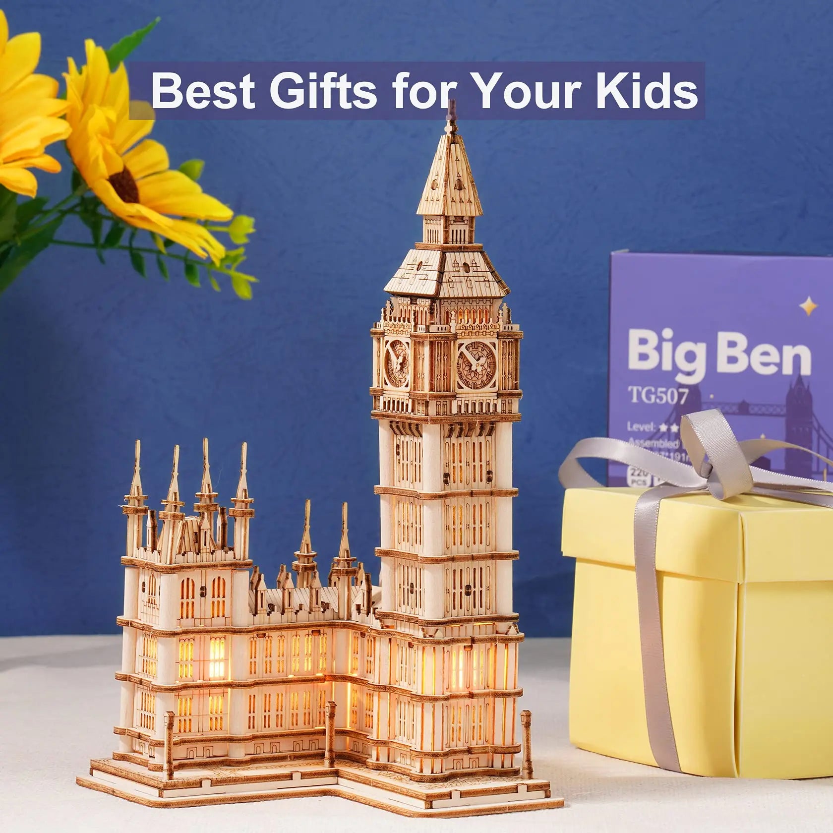 3D Houten Puzzel Tower Bridge & Big Ben – Doe-Het-Zelf Bouwmodel voor Kinderen en Volwassenen – Educatief Creatief Speelgoed