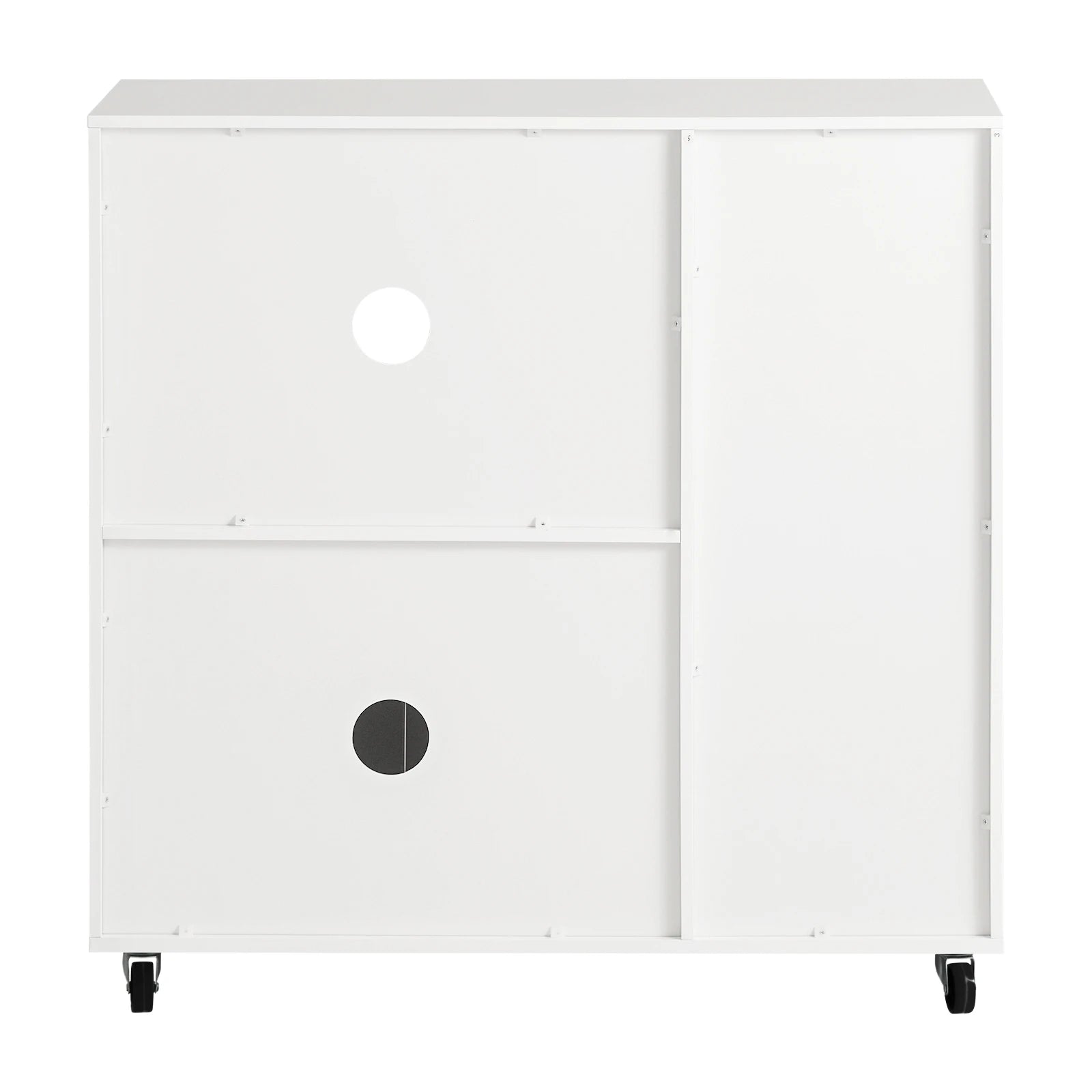 Verplaatsbare Keukentrolley met Wieltjes – Dressoir met Magnetronkast & Lade – Wit MDF Keukenkastje