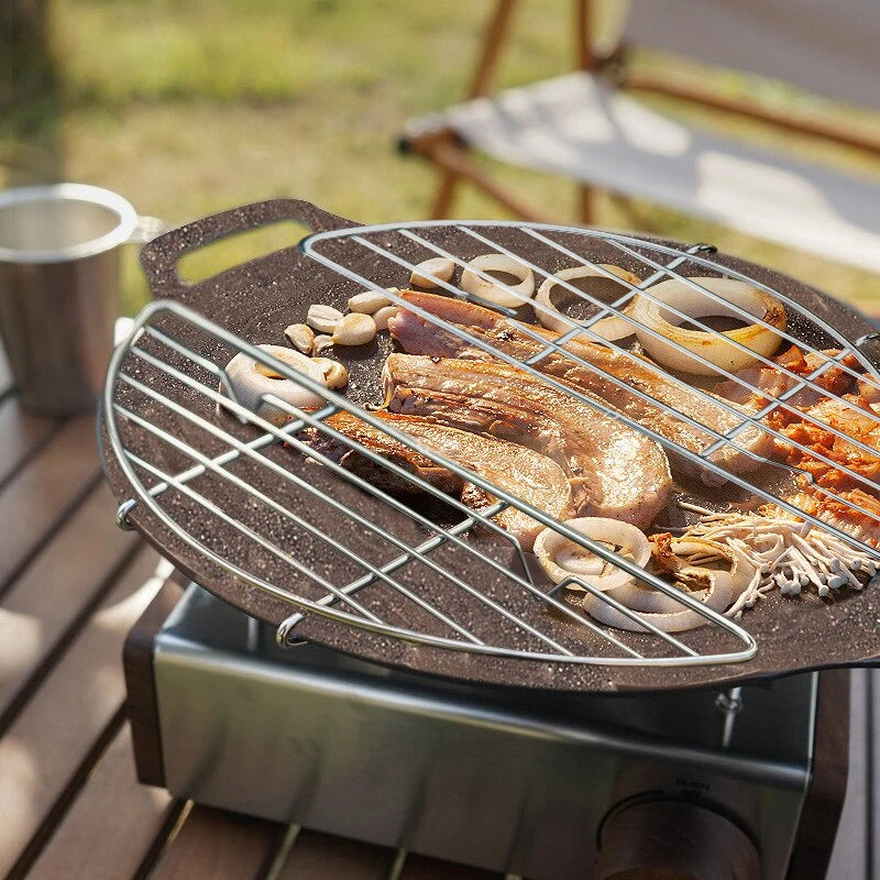 Roestvrijstalen BBQ Grillrek – Anti‑Aanbrand Barbecue Net voor Camping & Outdoor Grill