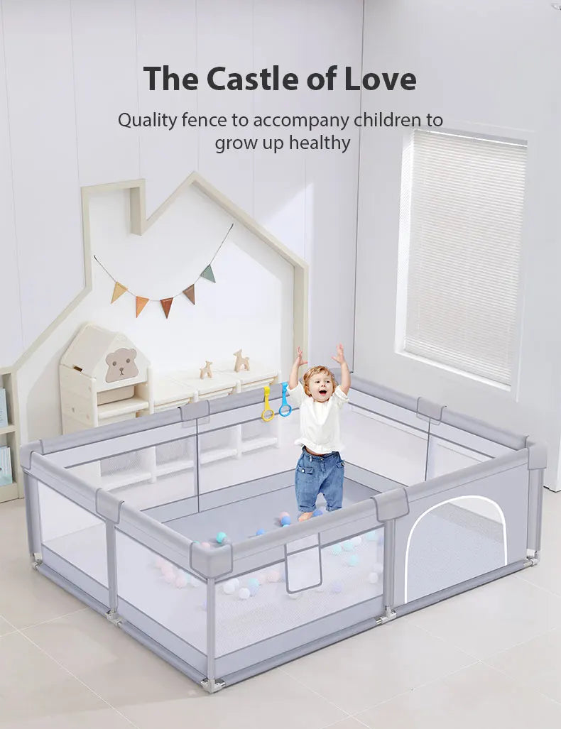 Grote Baby Speelbox met Schuim‑bescherming & Ballenbak – Veilige Speelruimte voor Baby’s (0‑6 Jaar)