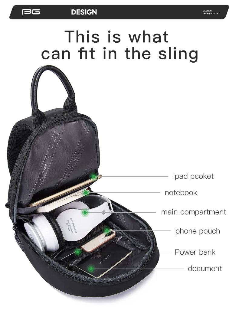 Anti‑Diefstal Crossbody Tas voor Heren – Waterdichte Sling Bag & Multifunctionele Schoudertas voor Reizen, Werk en Dagelijks Gebruik