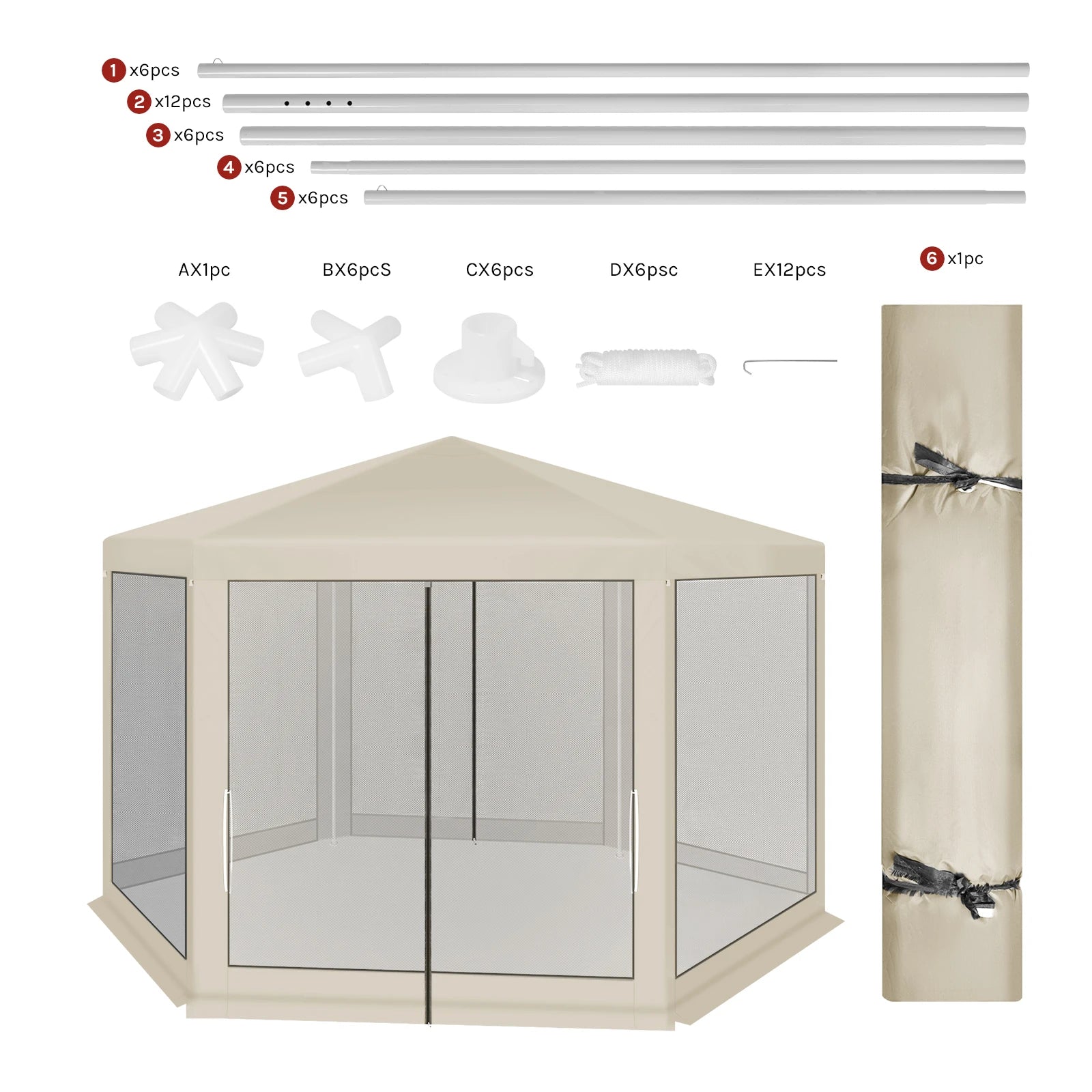 Tuinpaviljoen 3,8 x 3,3 m met Klamboe – Tuinhuisje met Mesh Zijwanden, UV-Bescherming & Luifel voor Tuin en Terras