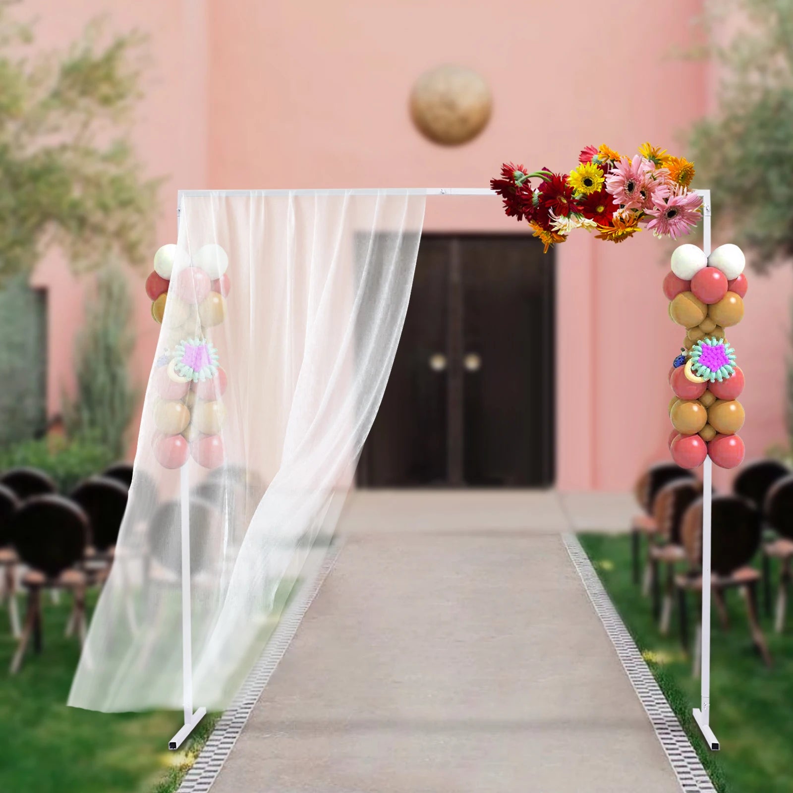 Verstelbare Bruiloft Boog Standaard 2x2m – Wit Metalen Frame voor Feestdecoratie, Bruiloften en Fotoshoots