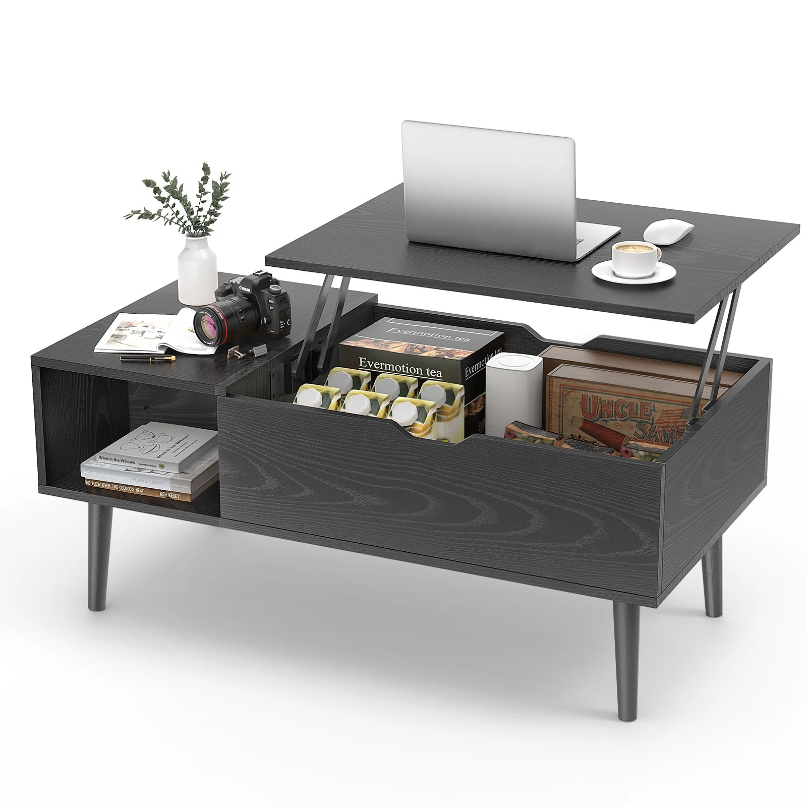 Verstelbare Salontafel met Lift‑Top en Opbergruimte – 100 × 50 cm