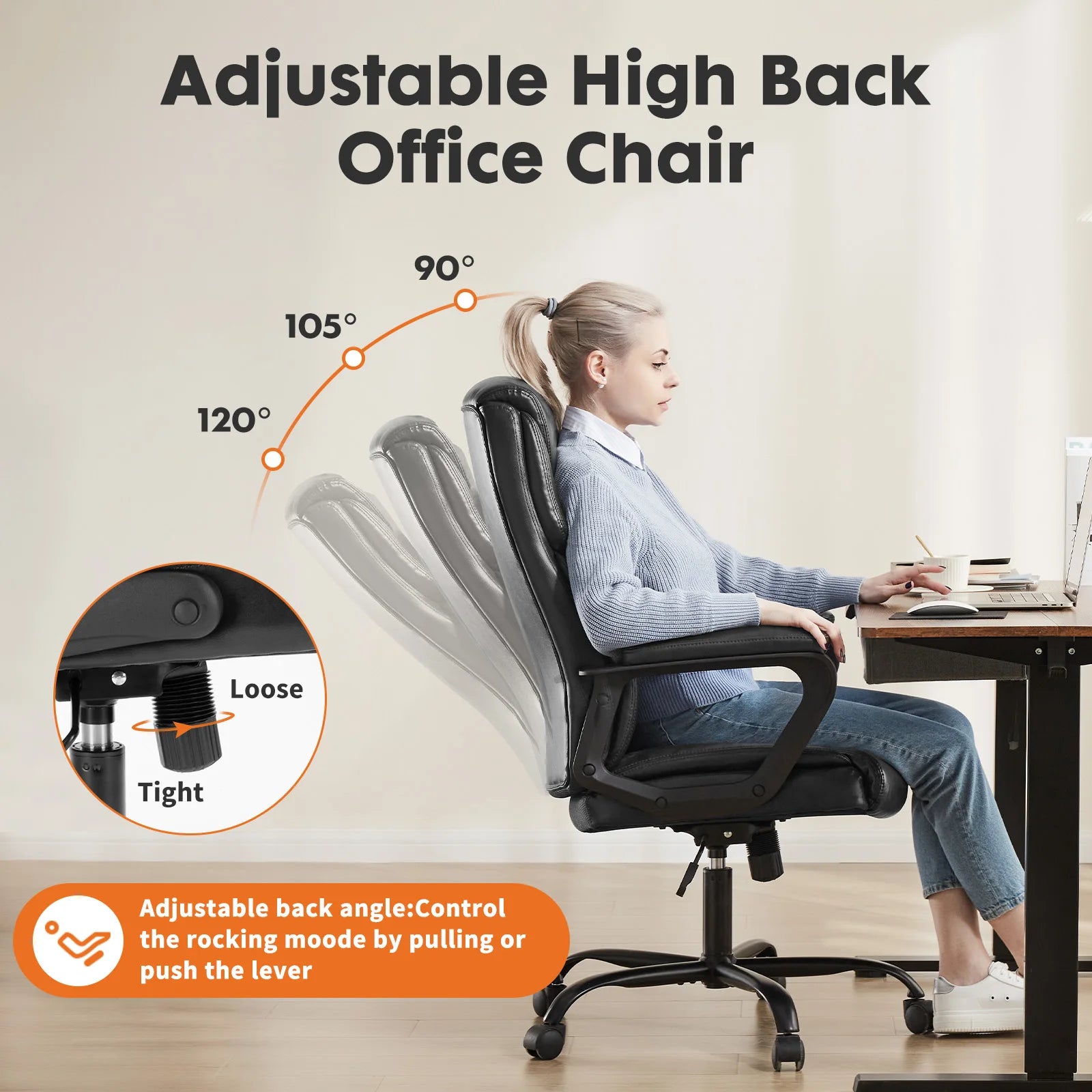 Ergonomische verstelbare bureaustoel met flip‑up armleuningen – premium comfort voor kantoor en thuis