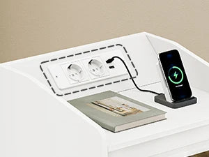 Nachtkastje met 3 Laden, LED Verlichting & Oplaadstation – Modern Wit Bijzettafel met USB en Stopcontact