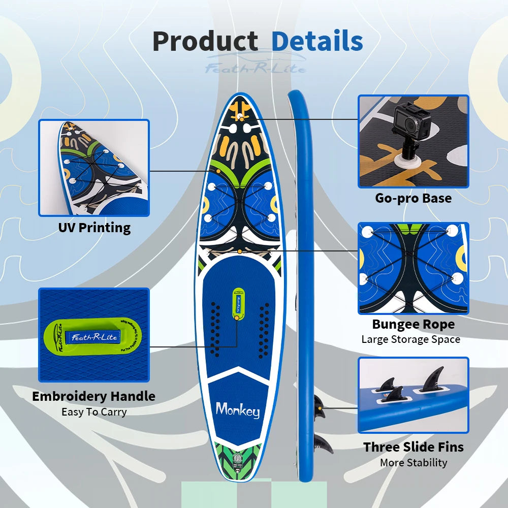 Opblaasbaar Stand Up Paddle Board 11' – SUP Board Set met Accessoires – 350x84x15 cm – Max 150KG – Inclusief Pomp, Peddel & Rugzak