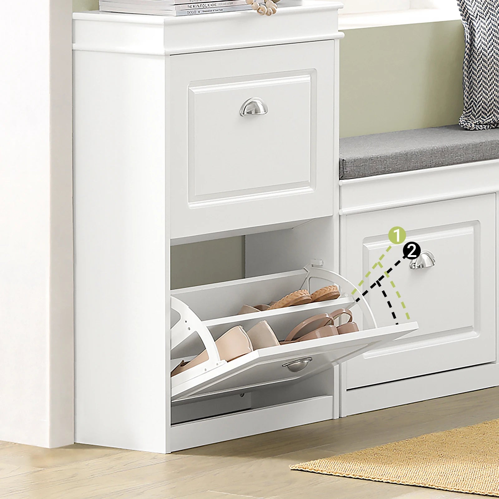 Schoenenkast 2 deuren 4 planken – compacte opbergkast voor hal & entree