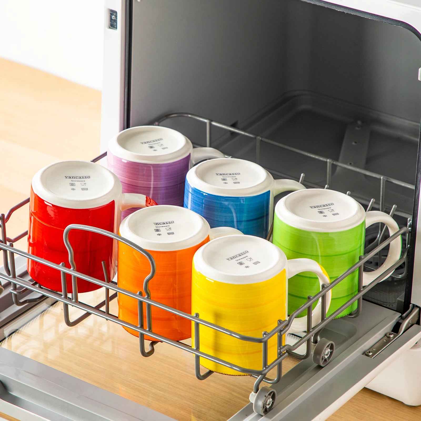 Grote Keramische Koffiemokken Set 6 Stuks 500ML – Kleurrijke Steengoed Mokken – Magnetron & Vaatwasserbestendig