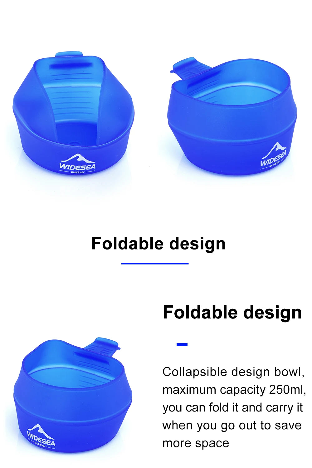 Opvouwbare Outdoor Drinkbeker 250 ml – Lichtgewicht Siliconen Campingbeker met Handvat