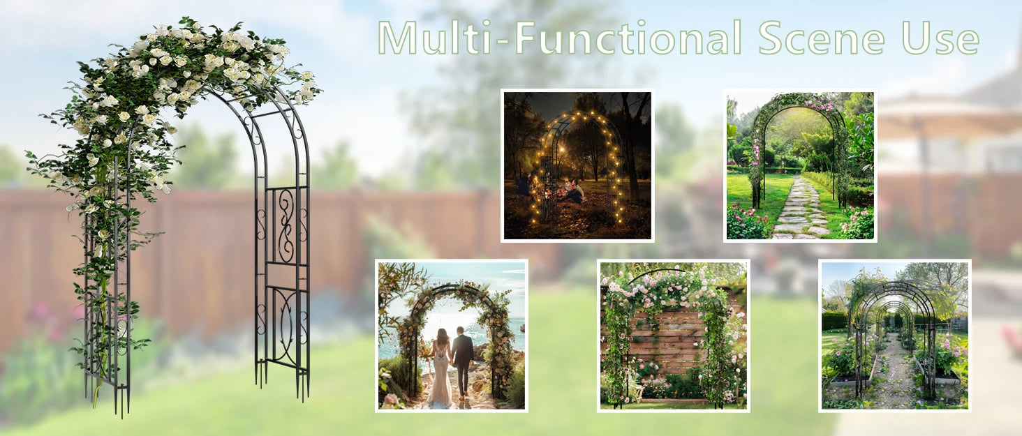 Metalen plantenrek voor in de tuin – voor klimplanten en als frame voor een trouwboog.